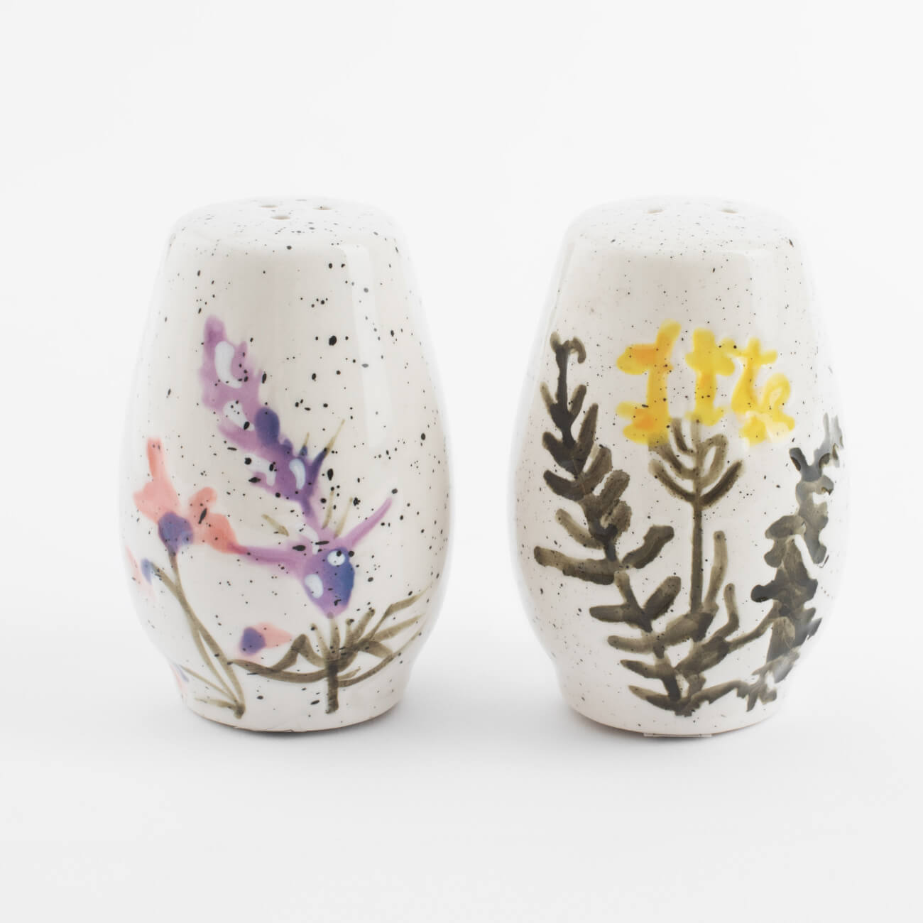 Salt and pepper set, 7 cm, ceramic, milky, speckled, Wildflowers, Meadow speckled изображение № 1