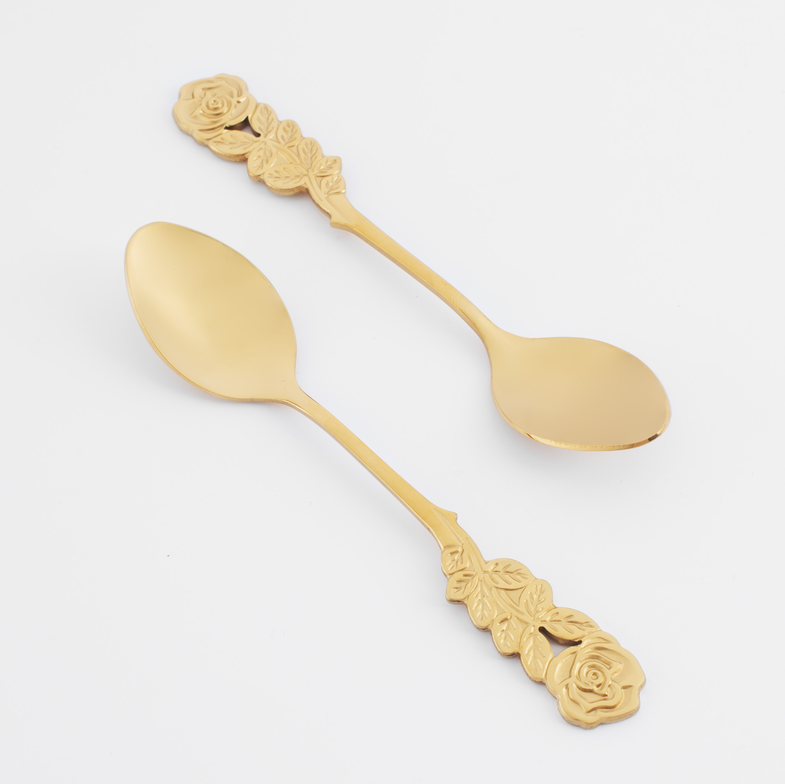 Dessert spoon, 13 cm, 2 pcs, steel, golden, Rose, Bloome изображение № 3