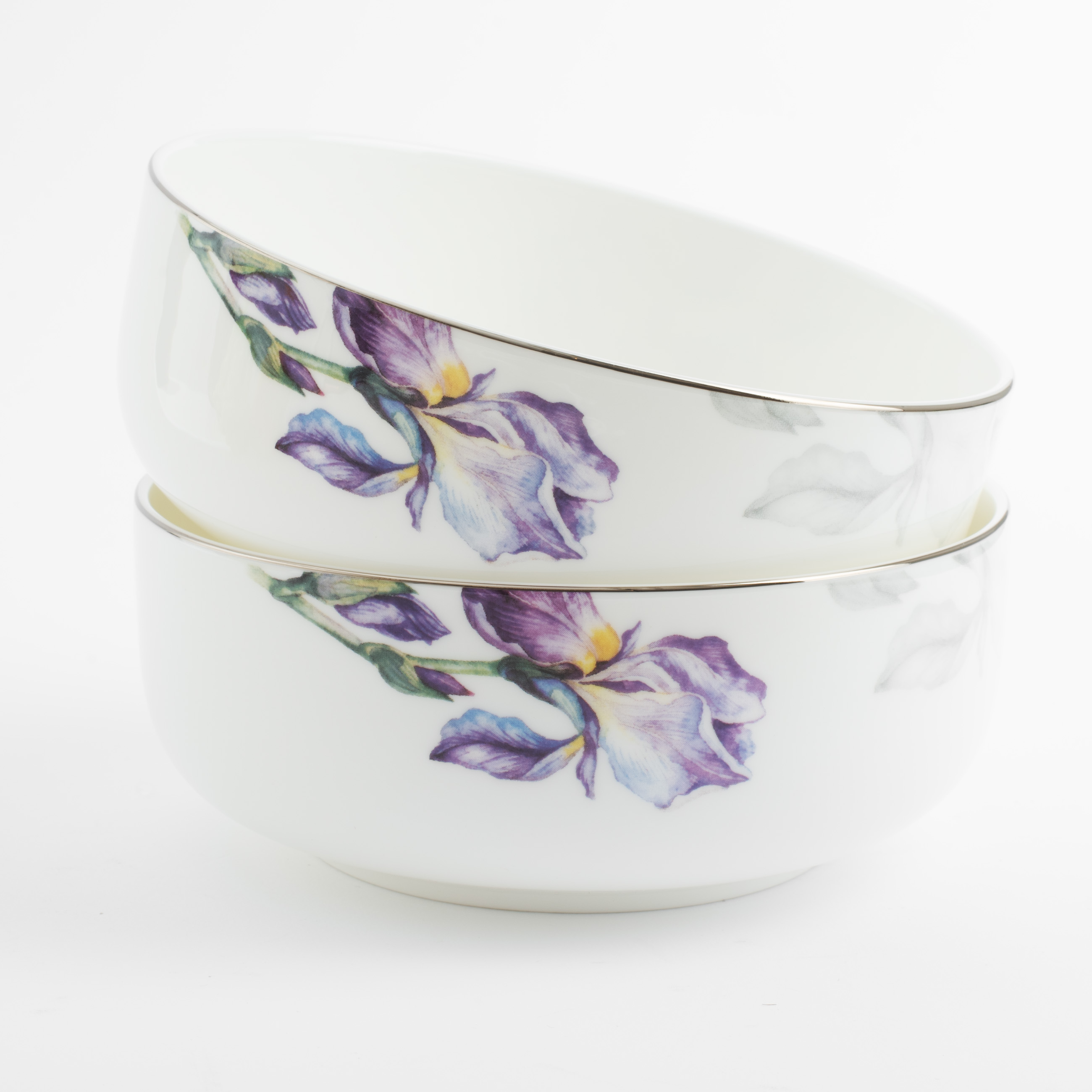 Salad bowl, 14x6 cm, ml, 2 pcs, porcelain F, with silver edging, Irises, Antarctica Flowers изображение № 2