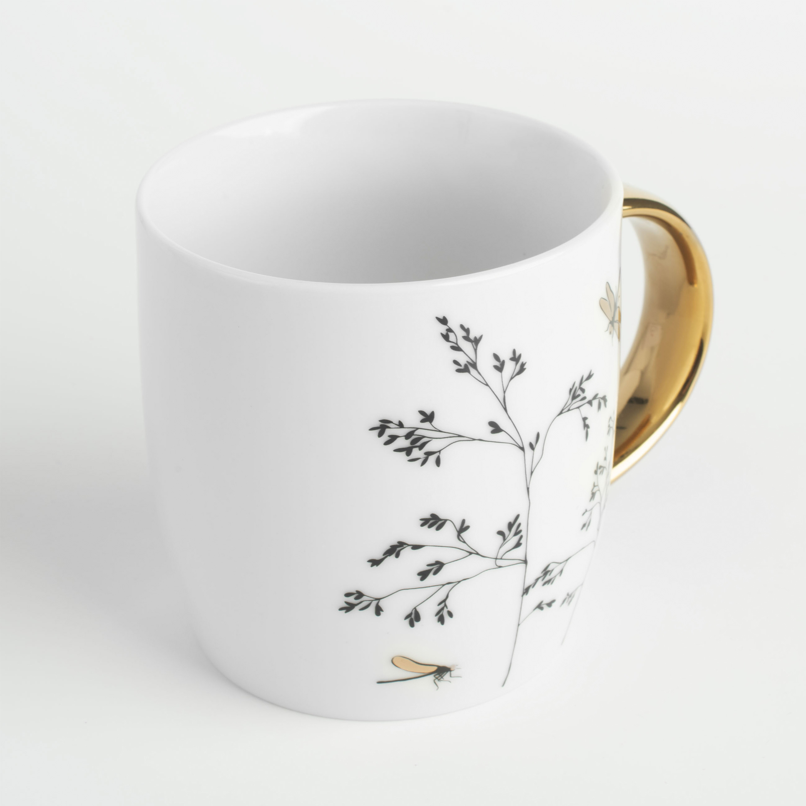 Mug, 380 ml, porcelain N, white, Dragonflies on branches, Paradise garden изображение № 2