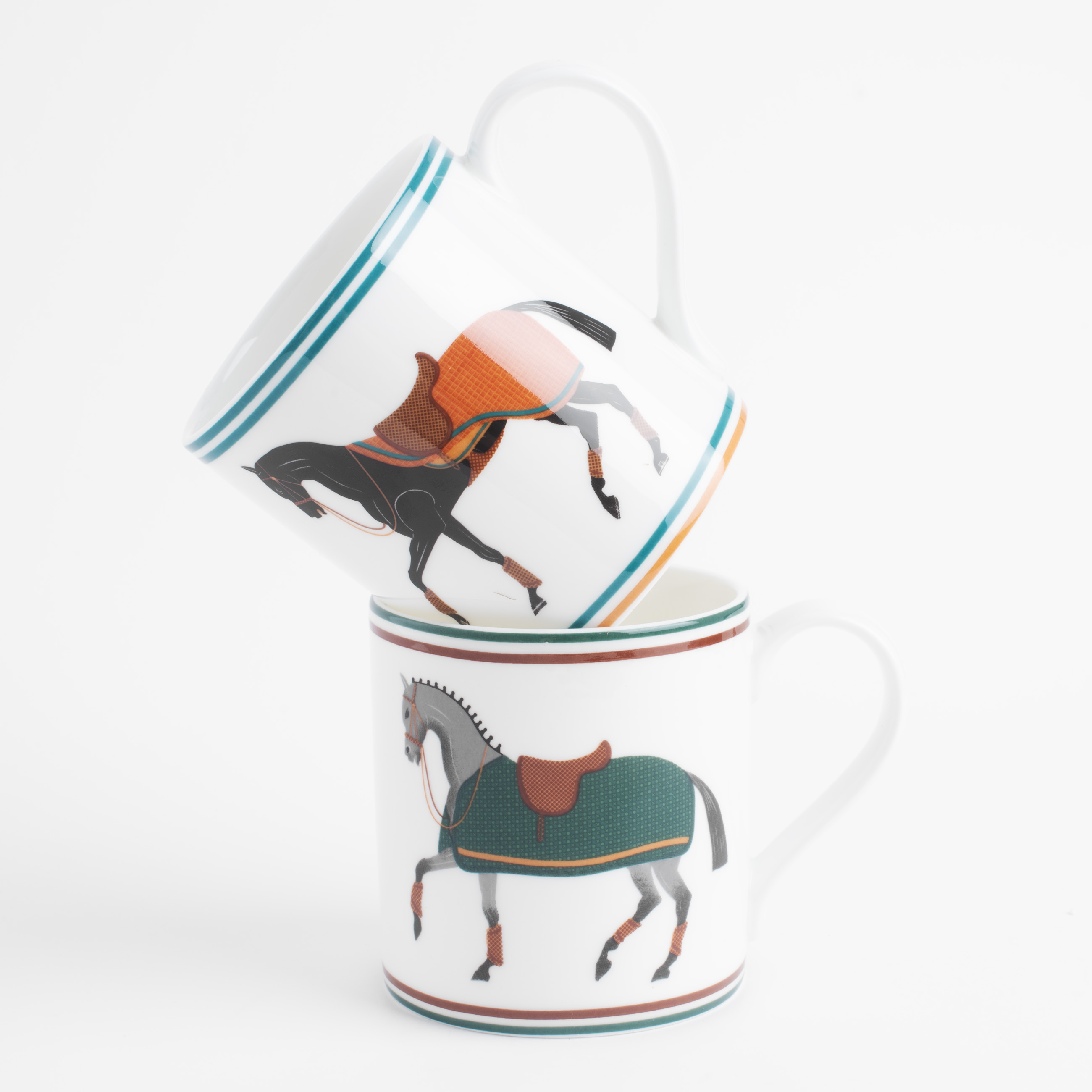 Mug, 380 ml, 2 pcs, porcelain F, white, Horses, Blue wind изображение № 2
