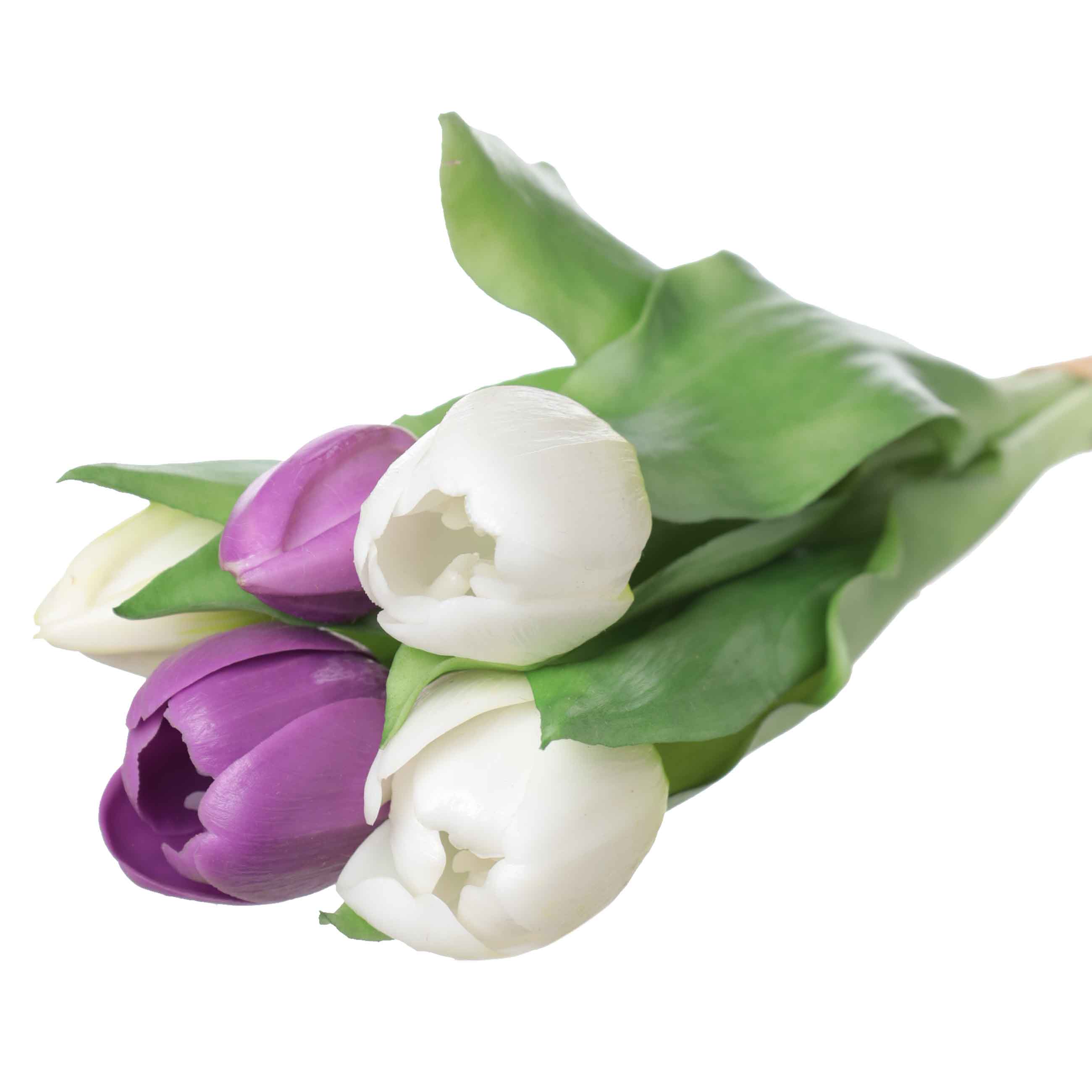 Decorative bouquet, 29 cm, packed, TEP / paper, Purple and white tulips, Tulip garden изображение № 4