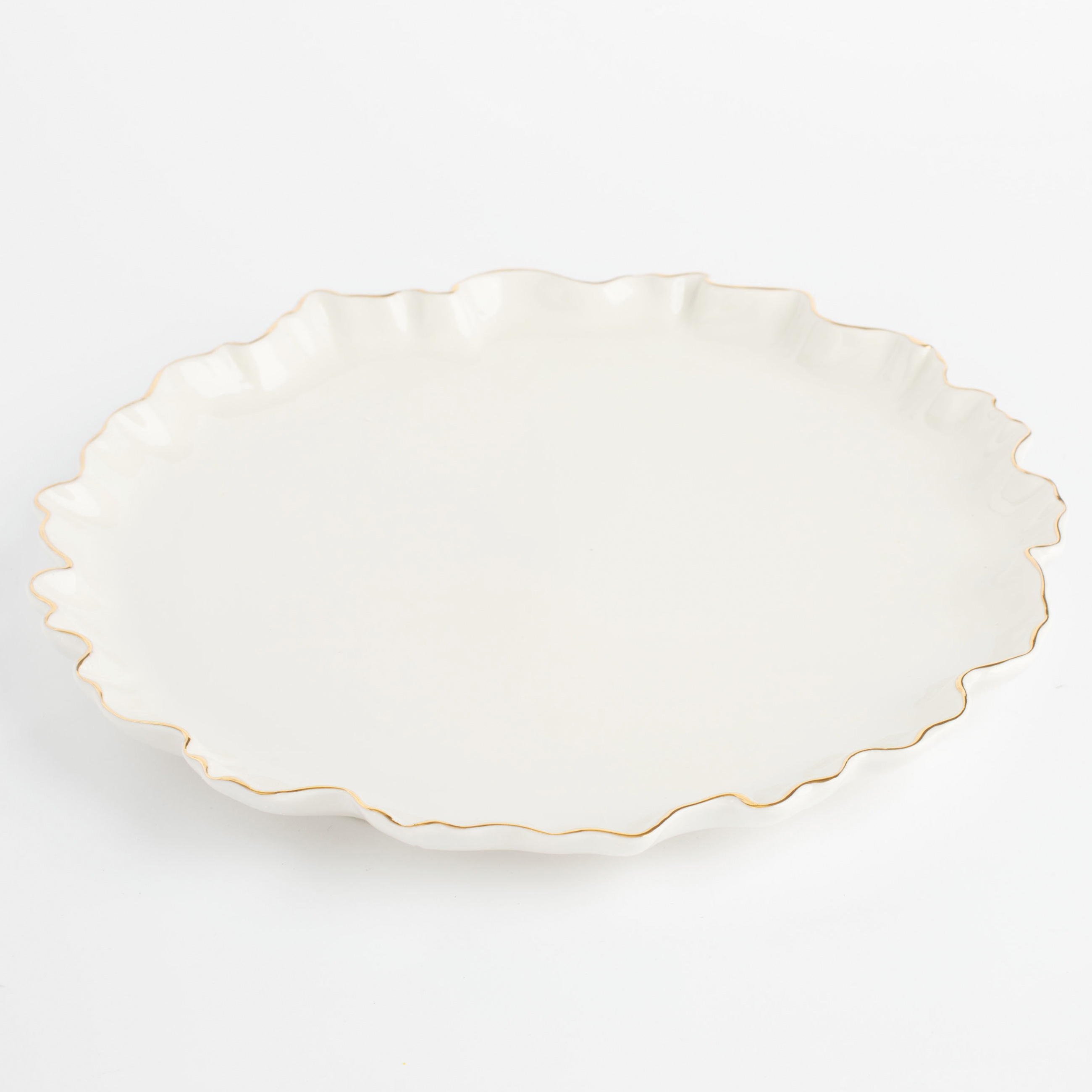 Dinner plate, 25 cm, porcelain R, with golden edging, Crumpled effect, Crumple gold изображение № 2