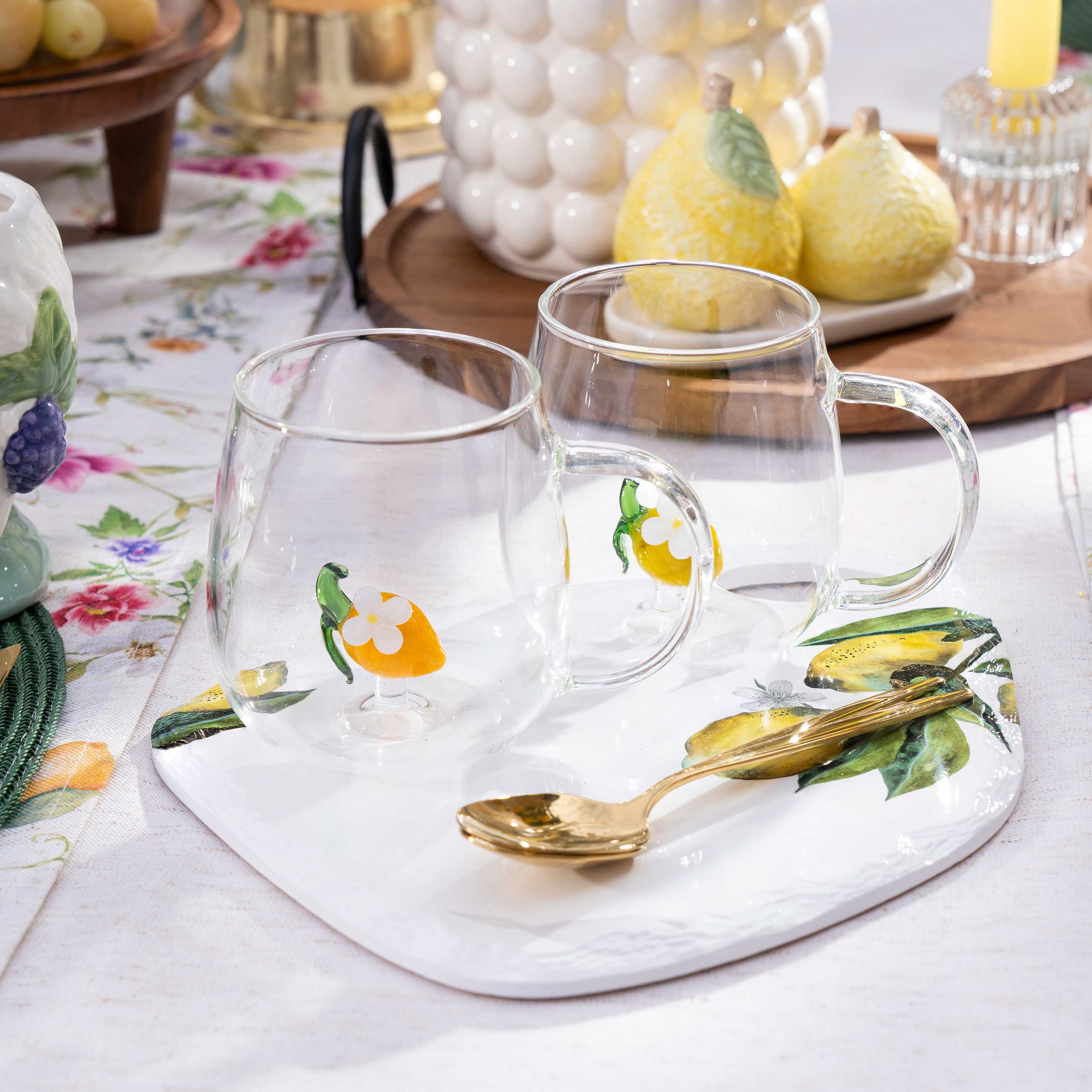 Hot plate, 18x24 cm, ceramic / cork, white, Lemons, Sicily in bloom изображение № 4