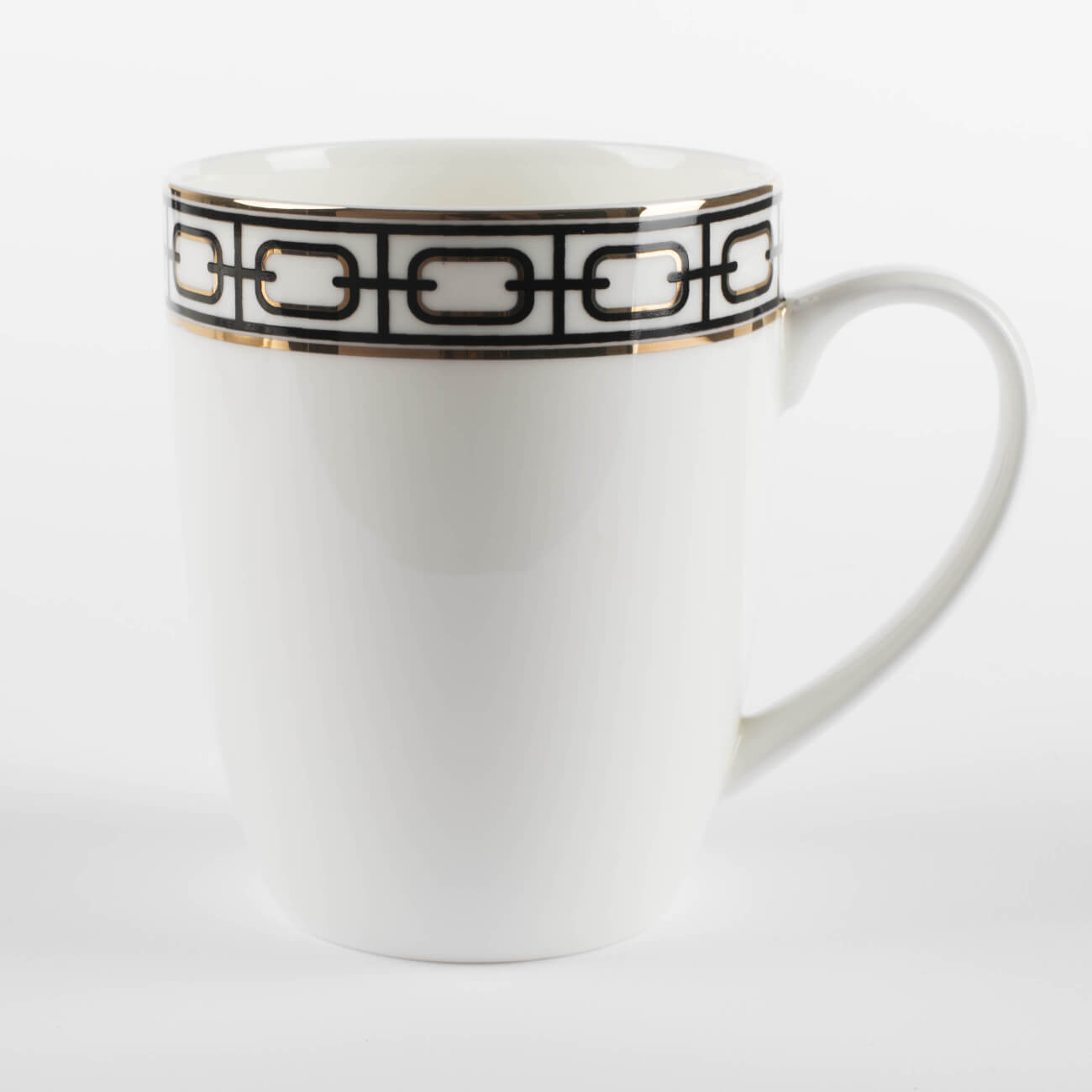 Mug, 420 ml, porcelain F, white, with golden edging, Geometry, Rodos изображение № 1