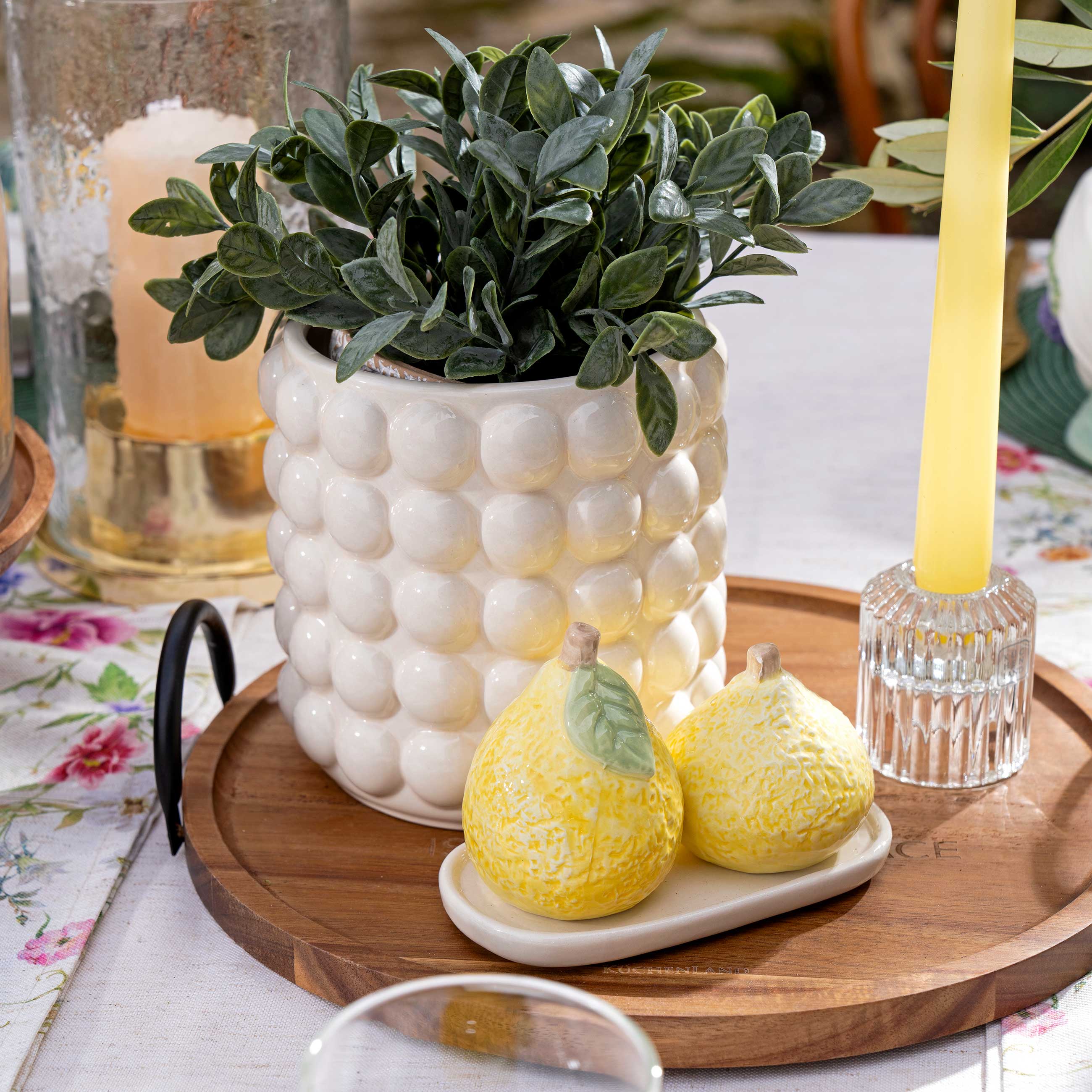 Salt and pepper set, 8 cm, on a stand, ceramic, yellow, Lemons, Sicily in bloom изображение № 7