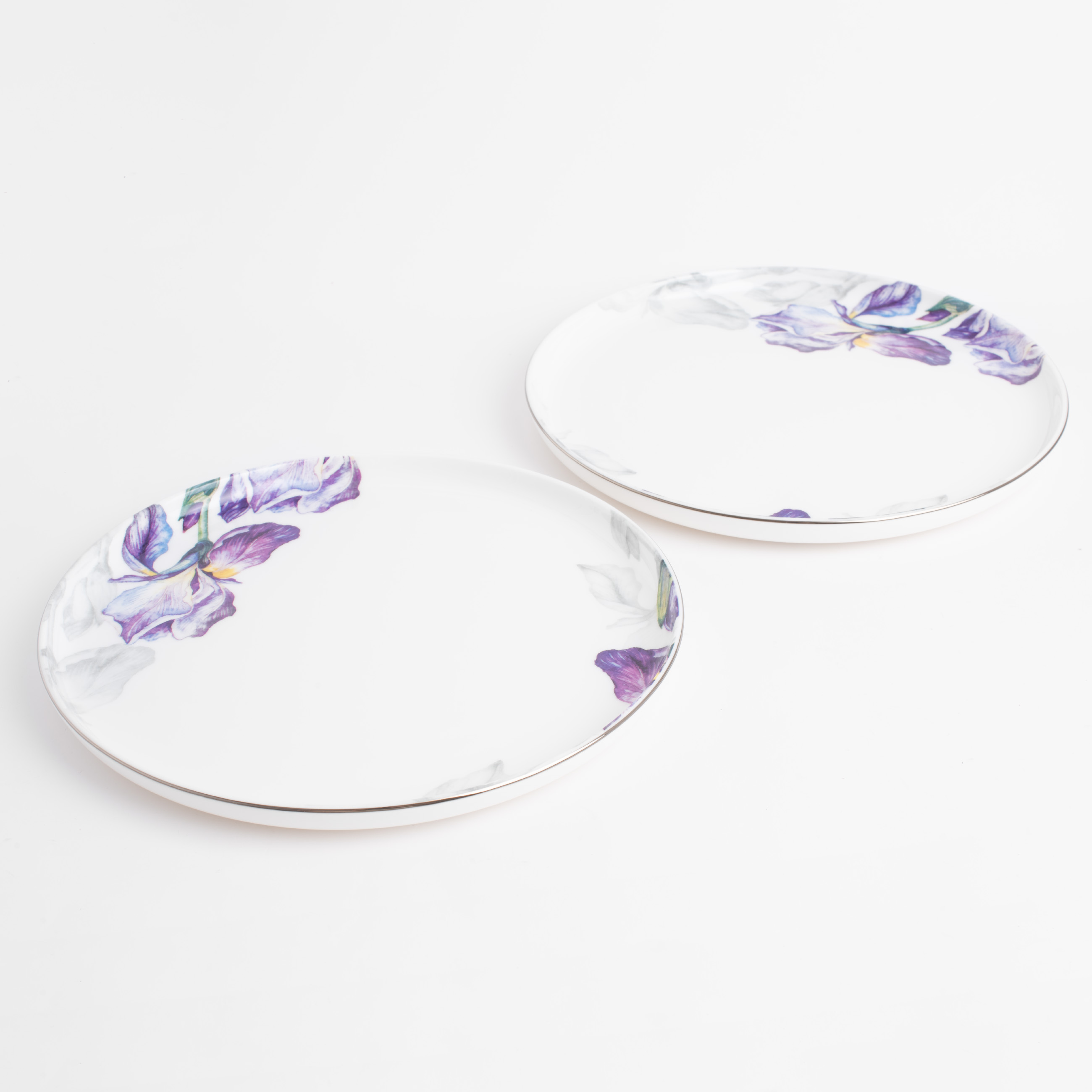 Snack plate, 24 cm, 2 pcs, porcelain F, with silver edging, Irises, Antarctica Flowers изображение № 2