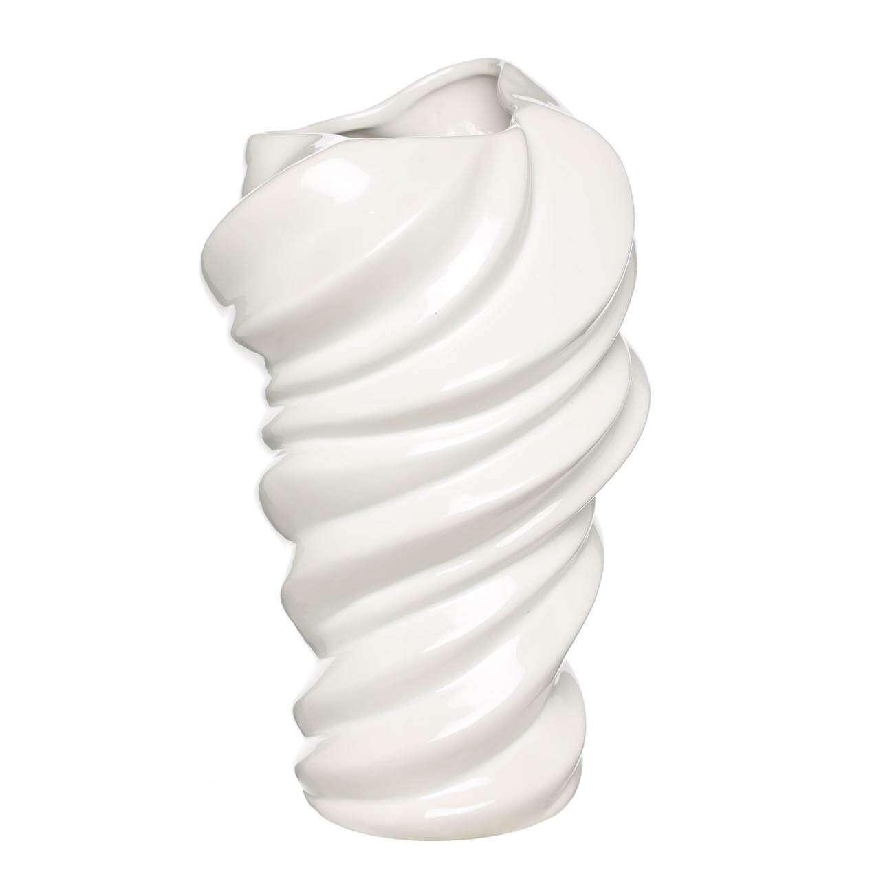 Flower vase, 30 cm, ceramic, white, Waves, Fluid изображение № 1