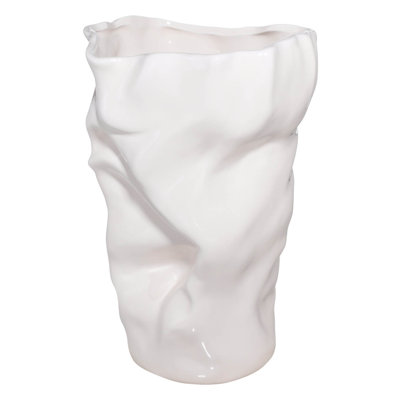 Flower vase, 27 cm, ceramic, milk, Crumpled effect, Crumple изображение № 1