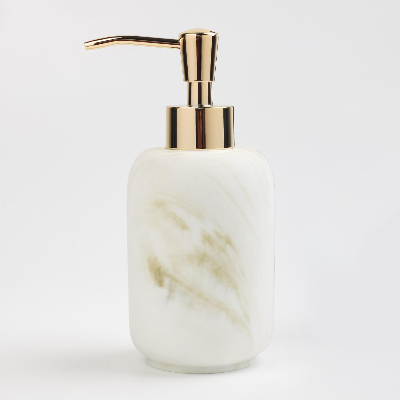 Liquid soap dispenser, 200 ml, polyresin / metal, white-gold, Marble, Dryad изображение № 1