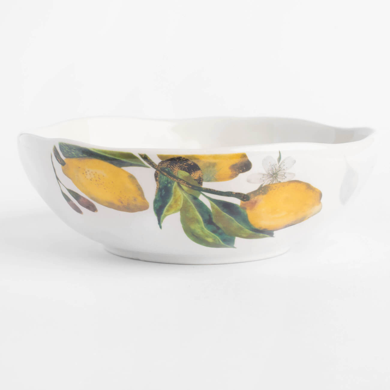 Salad bowl, 17x5 cm, 550 ml, ceramic, white, Lemons on a branch, Sicily in bloom изображение № 1