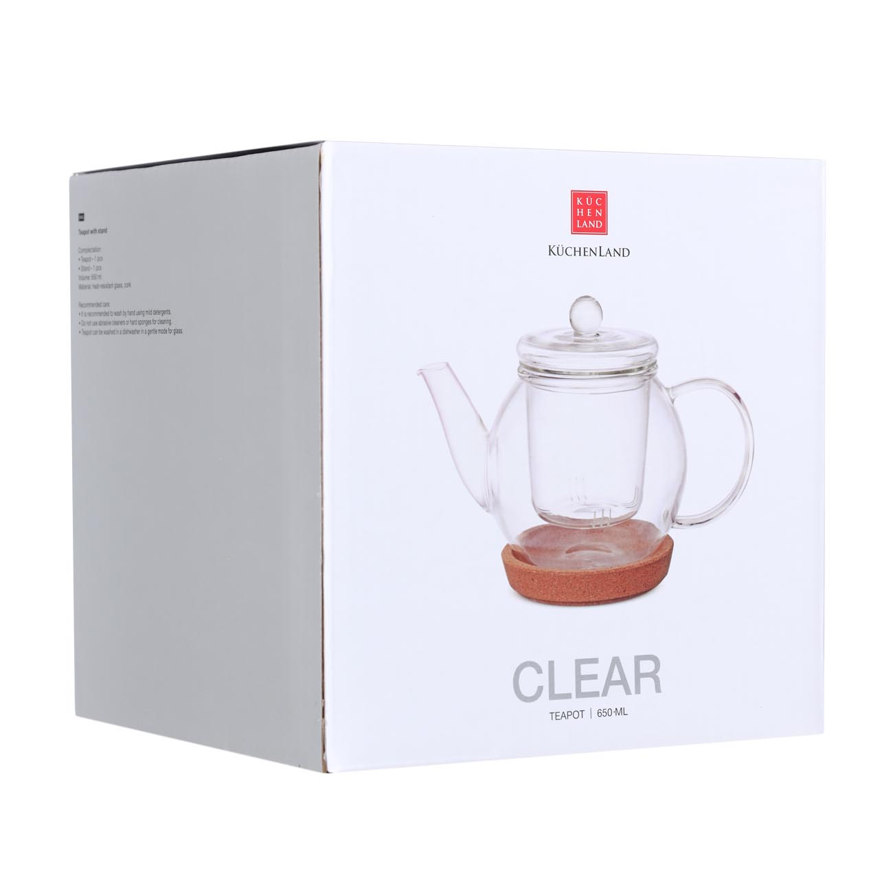Teapot, 650 ml, on a stand, Used glass / cork, Clear изображение № 7