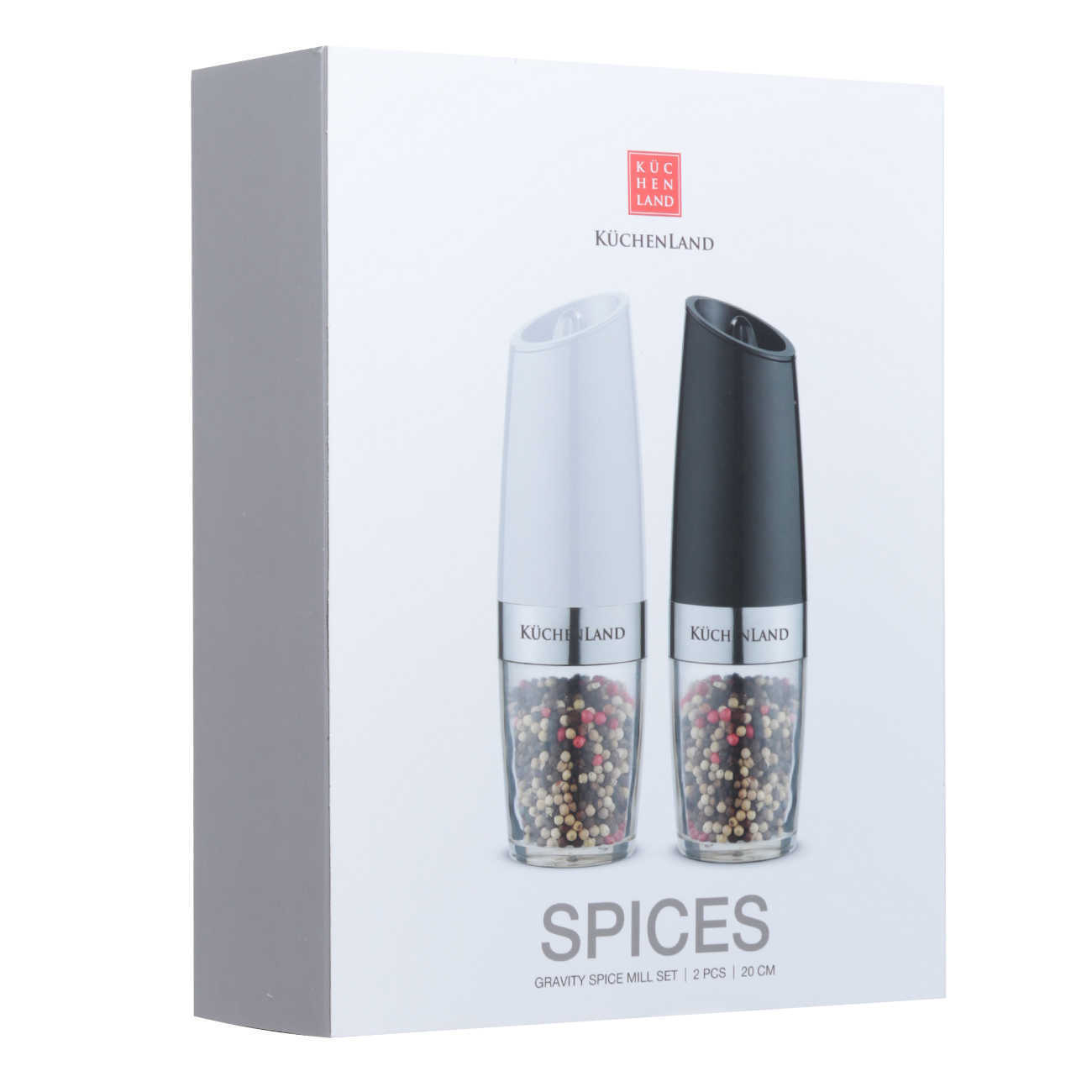 Spice mill, 20 cm, 2 pcs, Gravity, Plastic / Acrylic, LED W, Black / White, Spicy изображение № 6