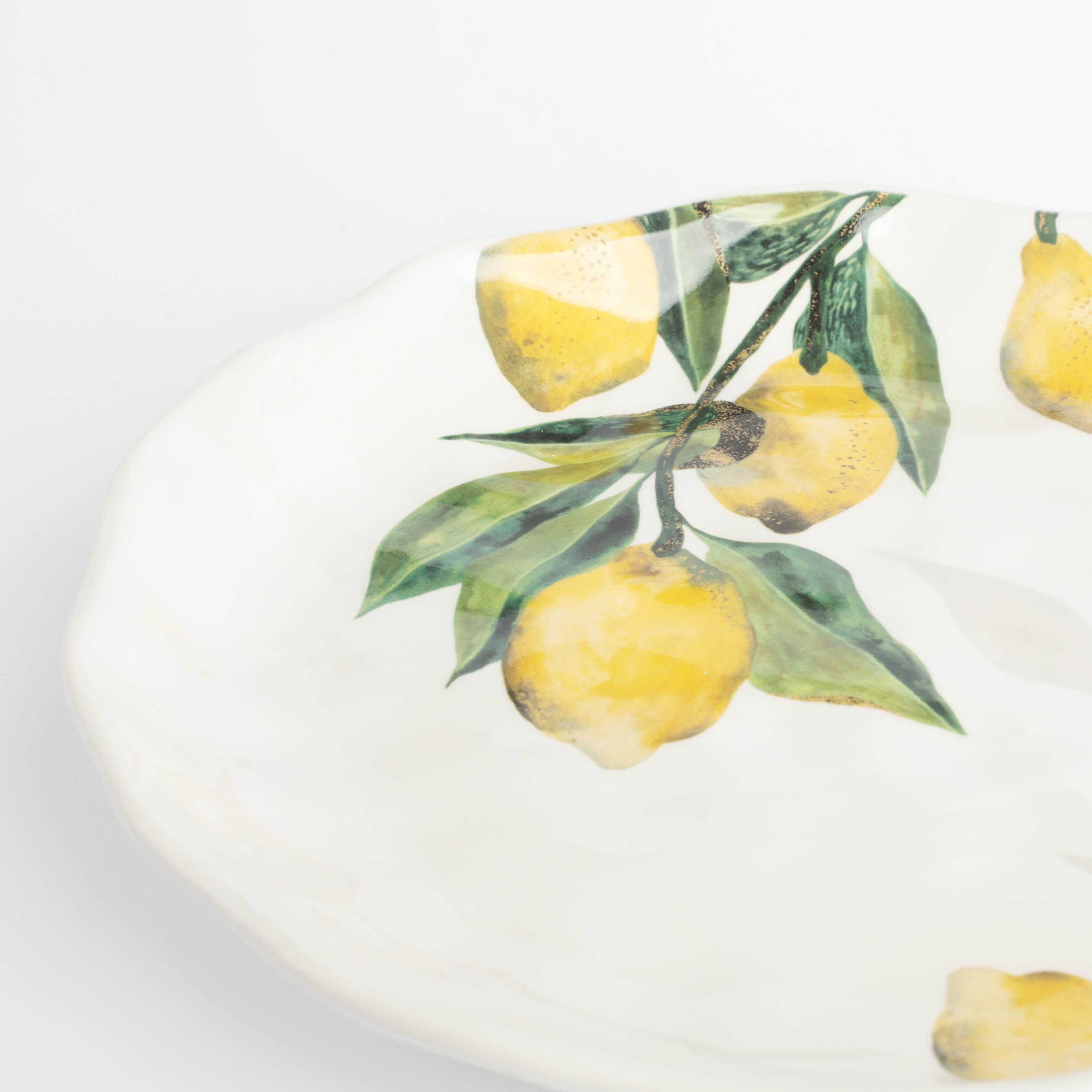 Snack plate, 23 cm, ceramic, white, Lemons on a branch, Sicily in bloom изображение № 2