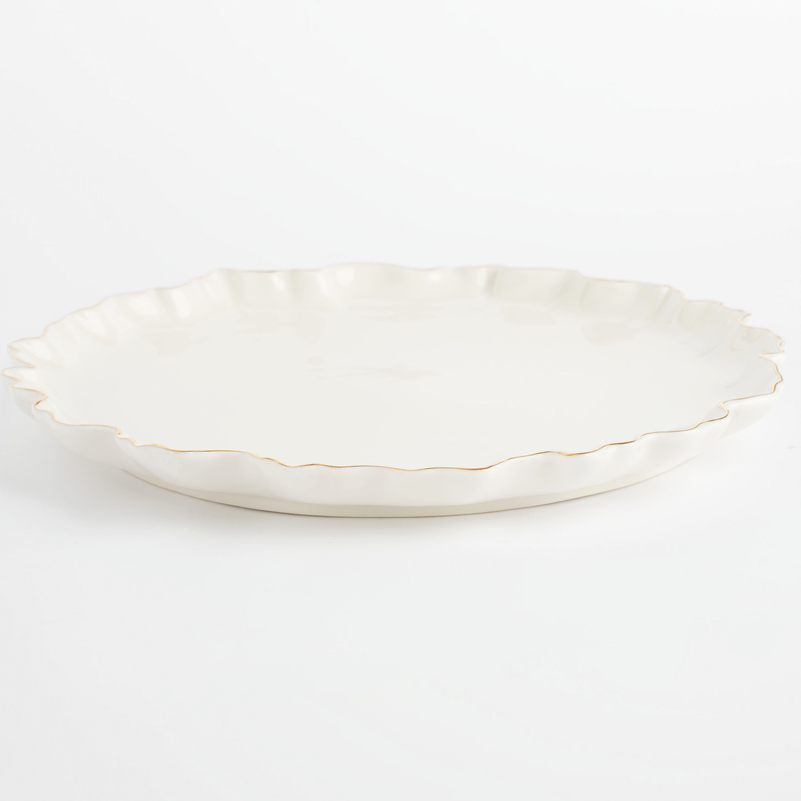 Dinner plate, 25 cm, porcelain R, with golden edging, Crumpled effect, Crumple gold изображение № 3