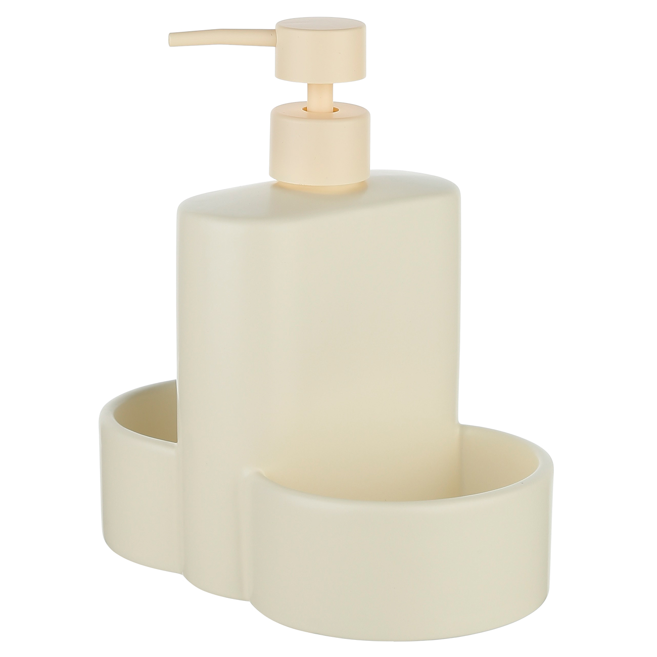 Detergent dispenser, 380 ml, organizer, 2 compartments, ceramic, milk изображение № 2