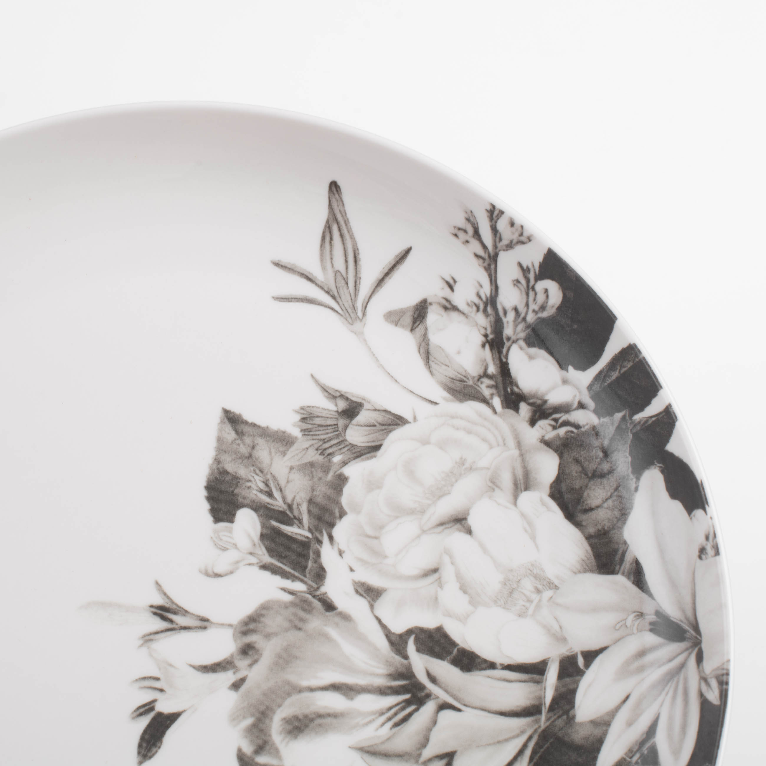 Dinner plate, 27 cm, porcelain N, white, Black and white flowers, Magnolia изображение № 5