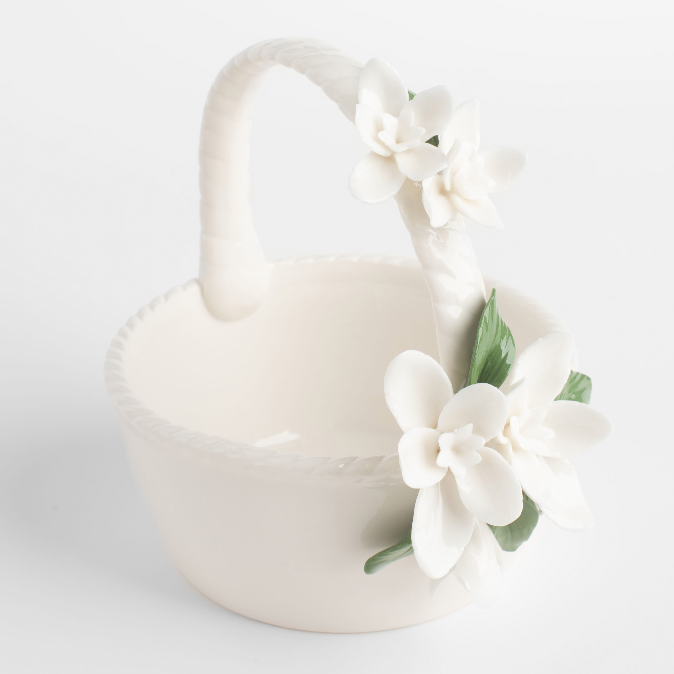 Candy bowl, 16x15 cm, with handle, porcelain P, white, Flowers, Bloome изображение № 3