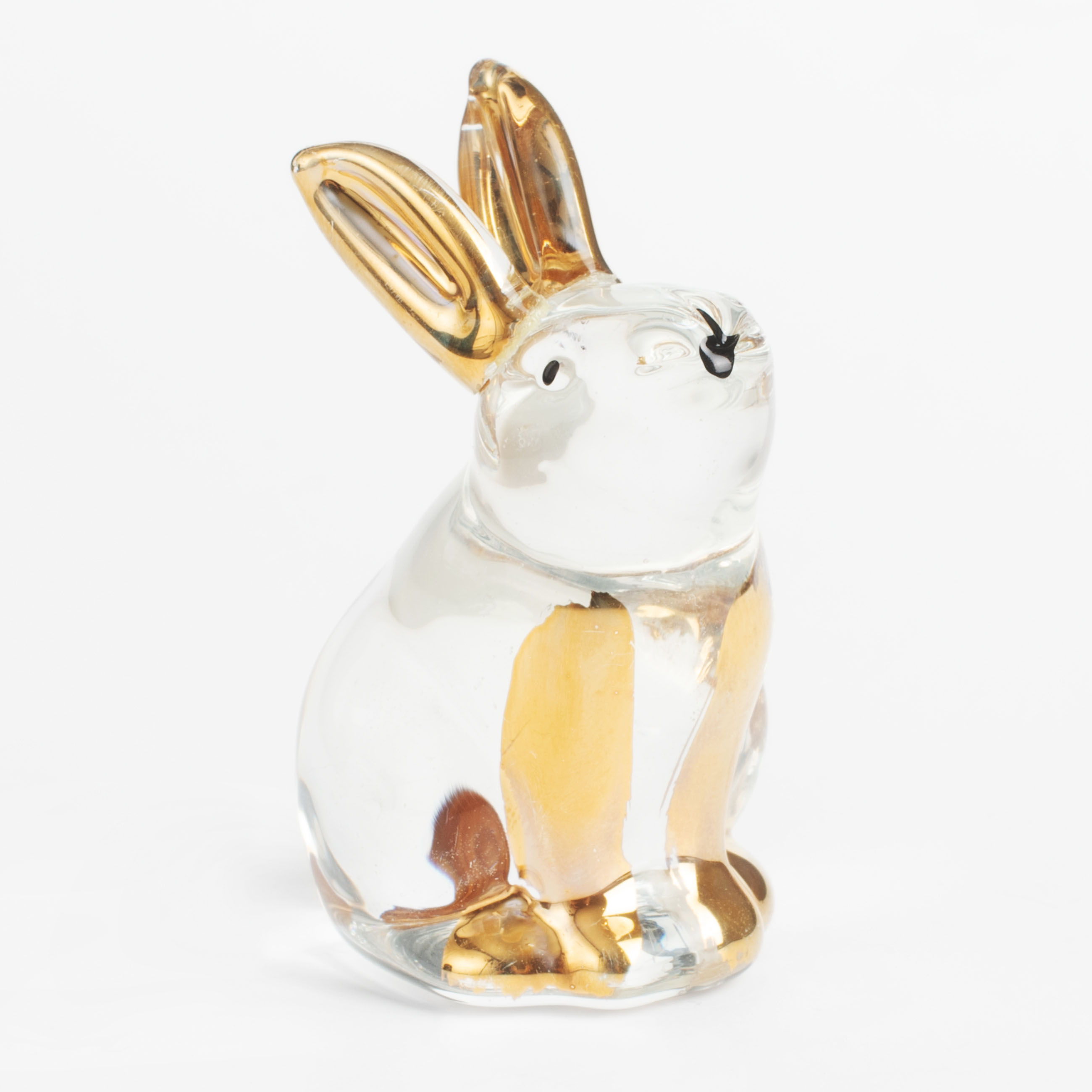 Statuette, 6 cm, glass, Rabbit with golden ears and paws, Vitreous изображение № 2