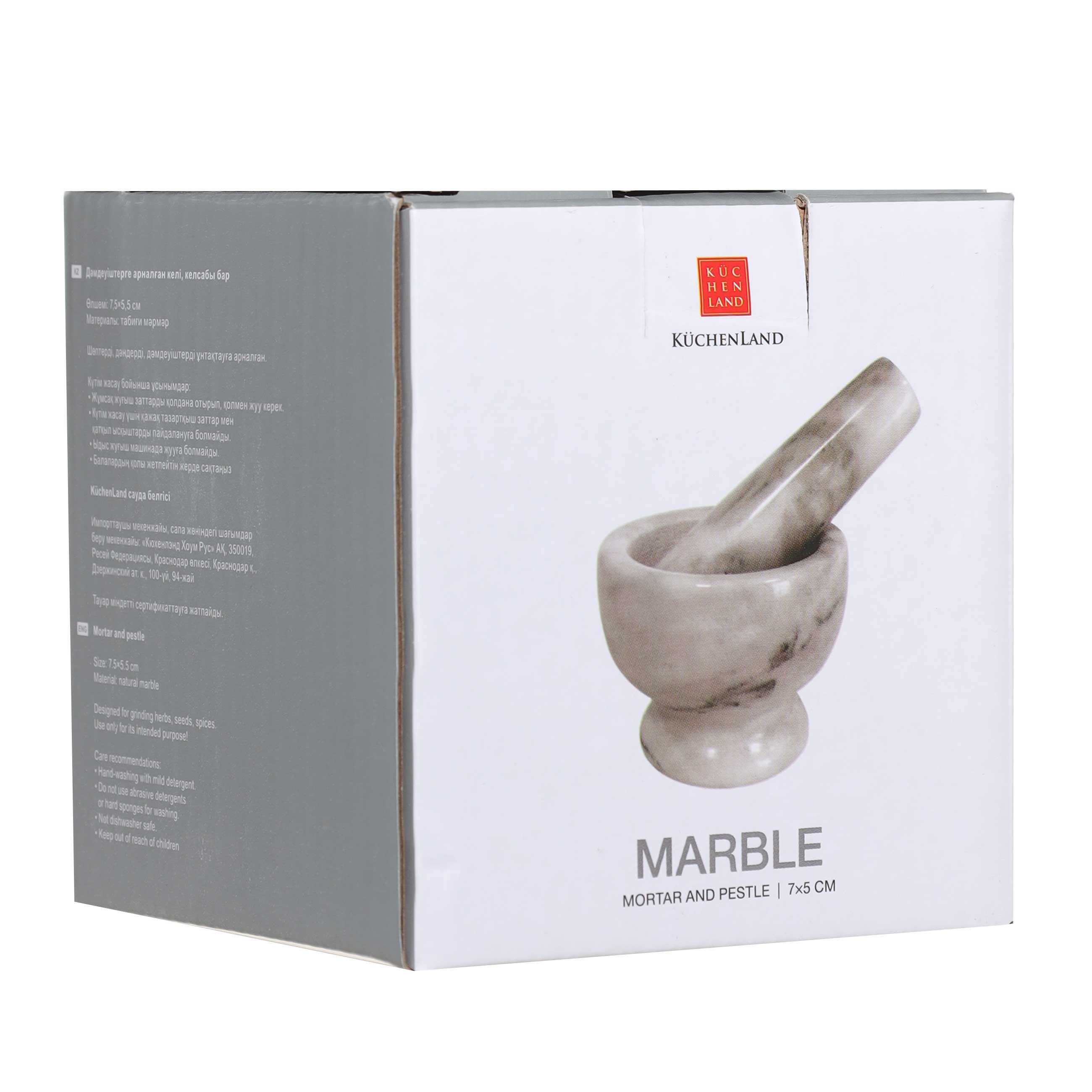 Spice mortar, 7 cm, with pestle, Marble, Grey, Marble изображение № 3