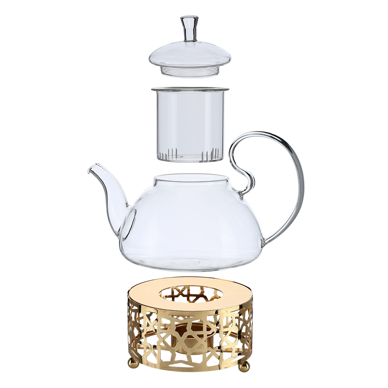 Teapot, 800 ml, heated, used glass / metal, golden, Ellan изображение № 4
