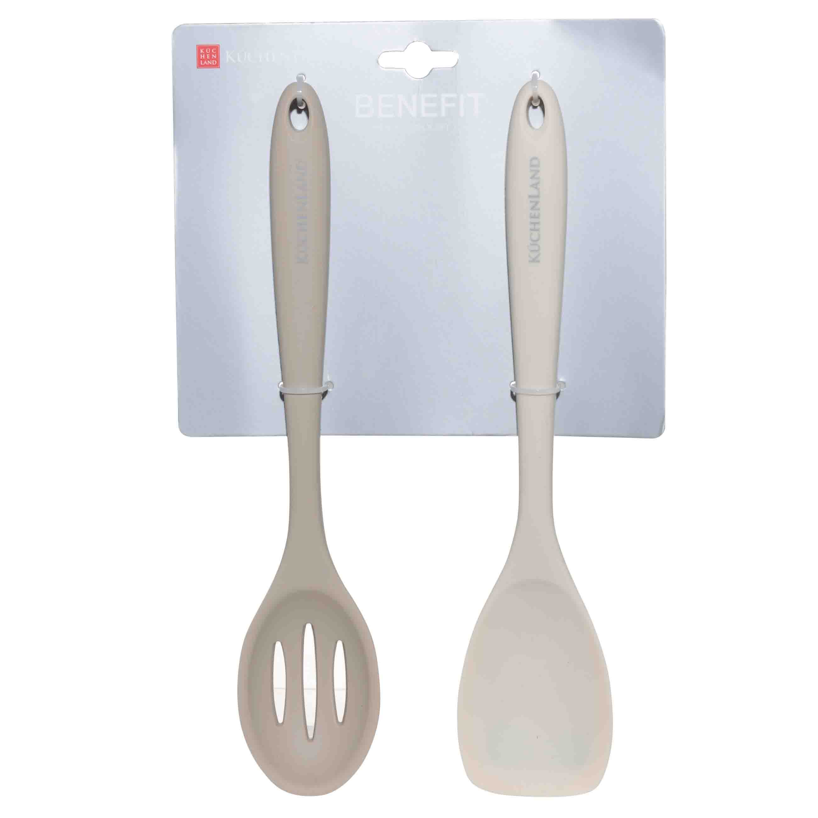 Kitchen accessories set, 2 items, skimmer / spoon, Silicone / Nylon, Beige, Benefit изображение № 5