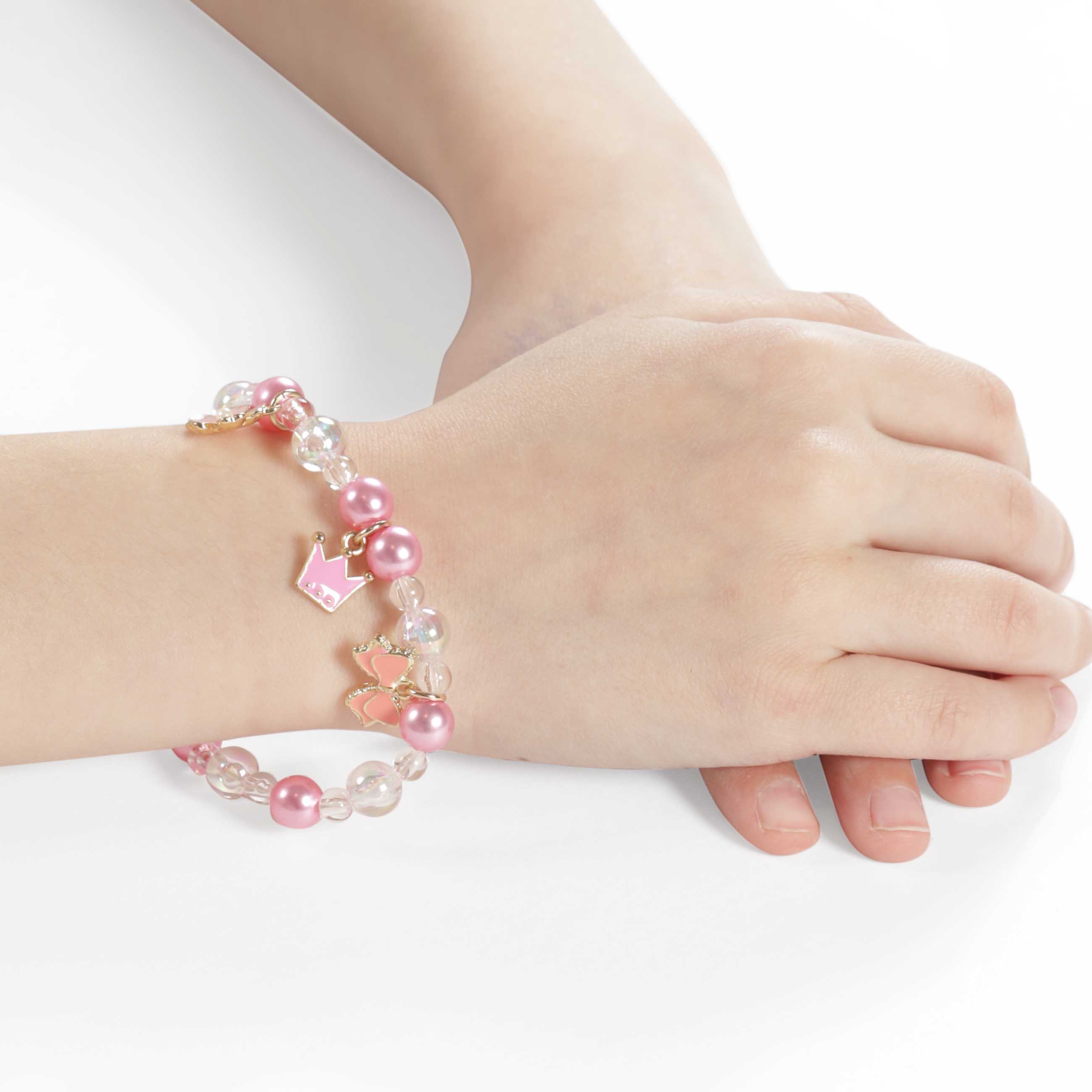 Bracelet, 8 cm, children's, with pendants, Plastic / metal, Pink, Crown, Jewelry изображение № 4