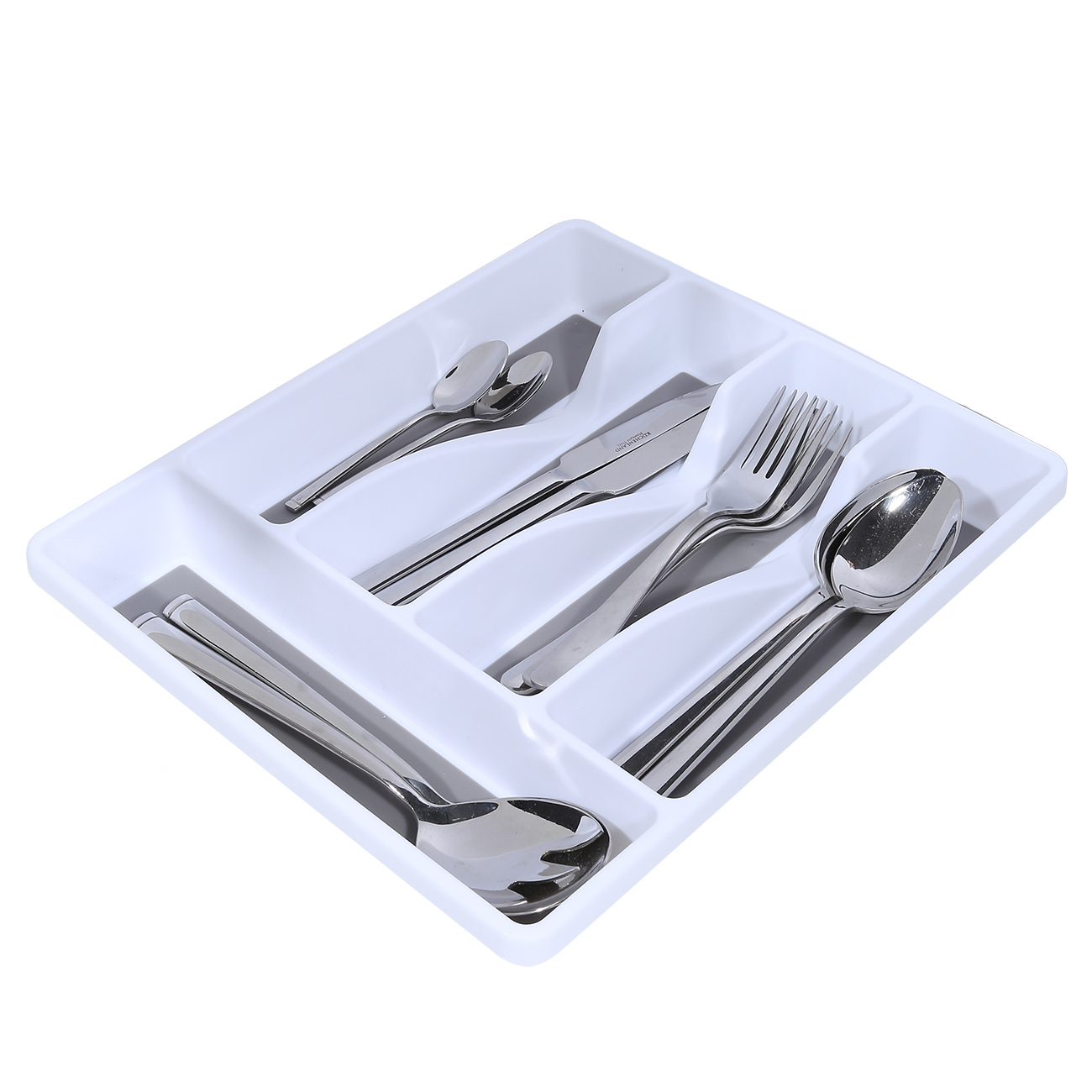 Cutlery tray, 33x29 cm, 5 otd, plastic / rubber, white-grey, Non-slip изображение № 3