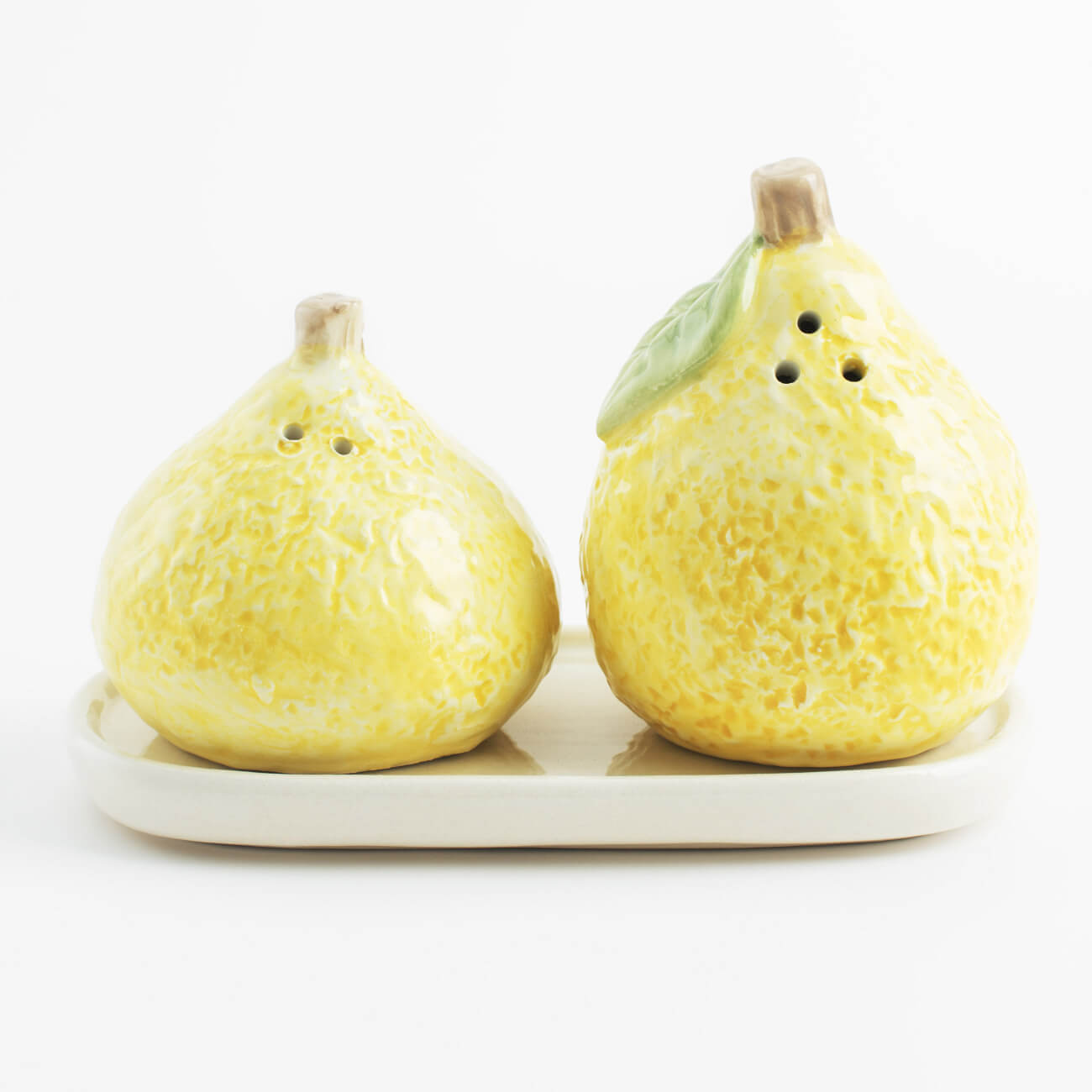 Salt and pepper set, 8 cm, on a stand, ceramic, yellow, Lemons, Sicily in bloom изображение № 1