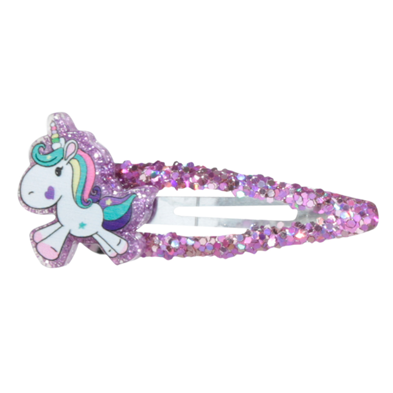 Hair clip set, 5 cm, 4 pcs, Children's, Plastic / Metal, Purple, Unicorn, Unicorn изображение № 3