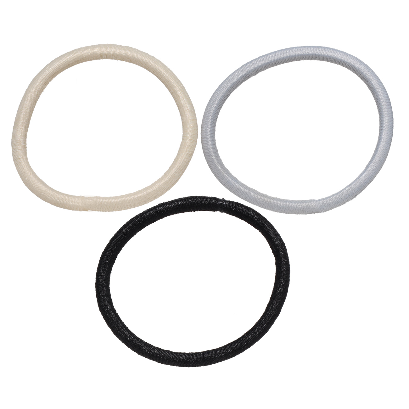 Elastic band for hair, 5 cm, 24 pcs, polyester, black/gray / beige, Basic изображение № 2