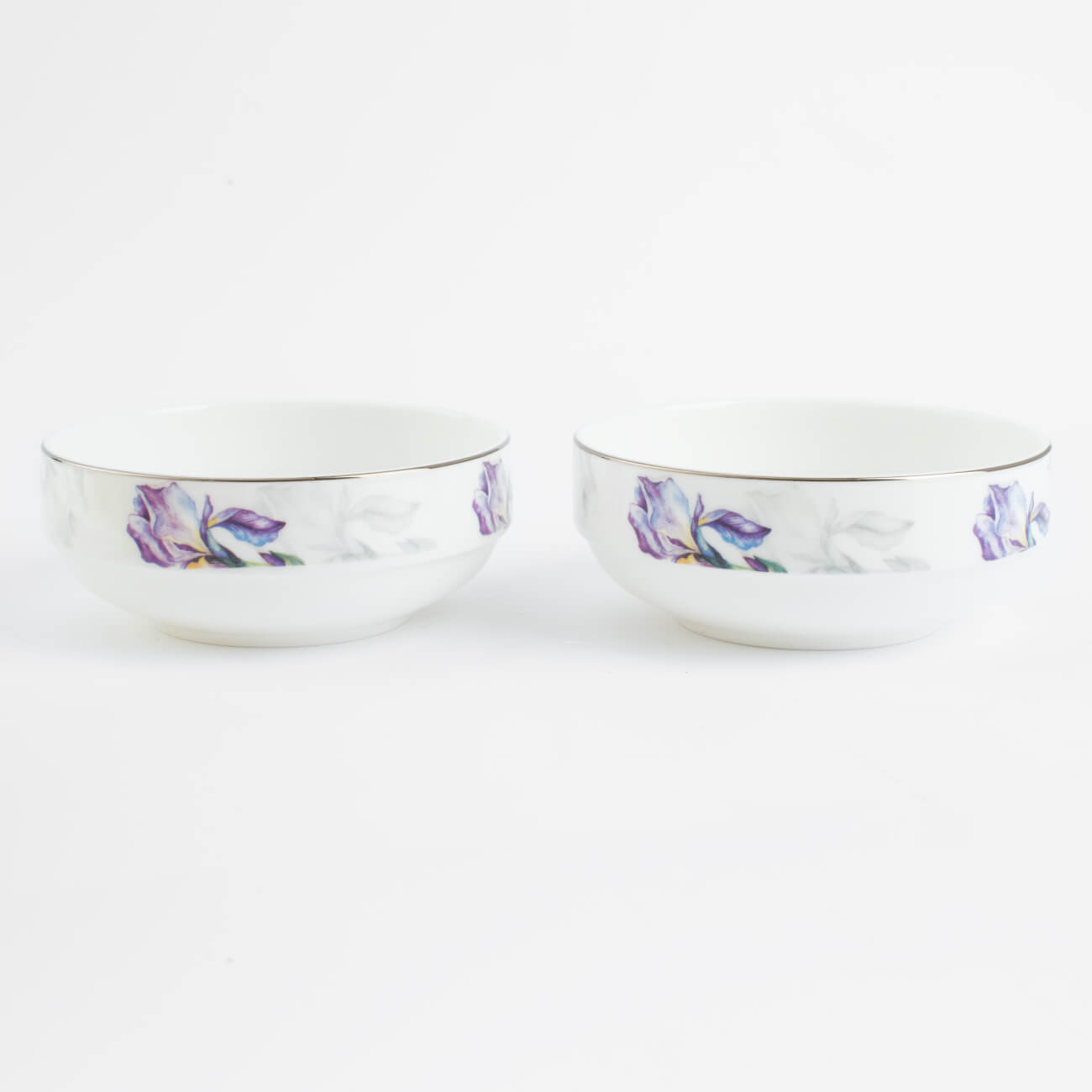 Bowl, 12x5 cm, 2 pcs, porcelain F, with silver edging, Irises, Antarctica Flowers изображение № 1