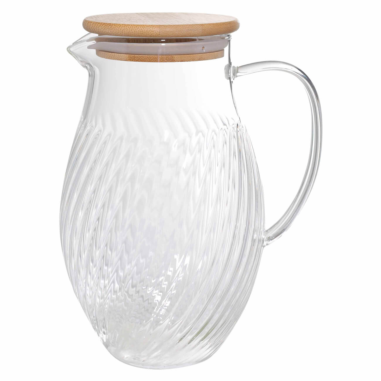 Pitcher, 1.2 l, with lid, used glass / bamboo, Charm V изображение № 1