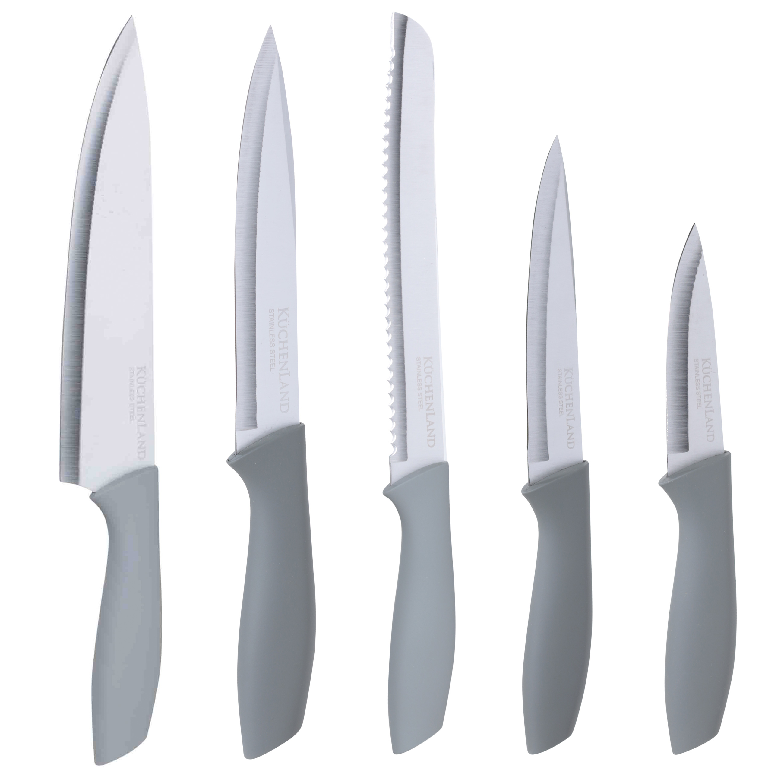 Knife set, 5 pr, in stand, steel / plastic, grey, Grey steel изображение № 2