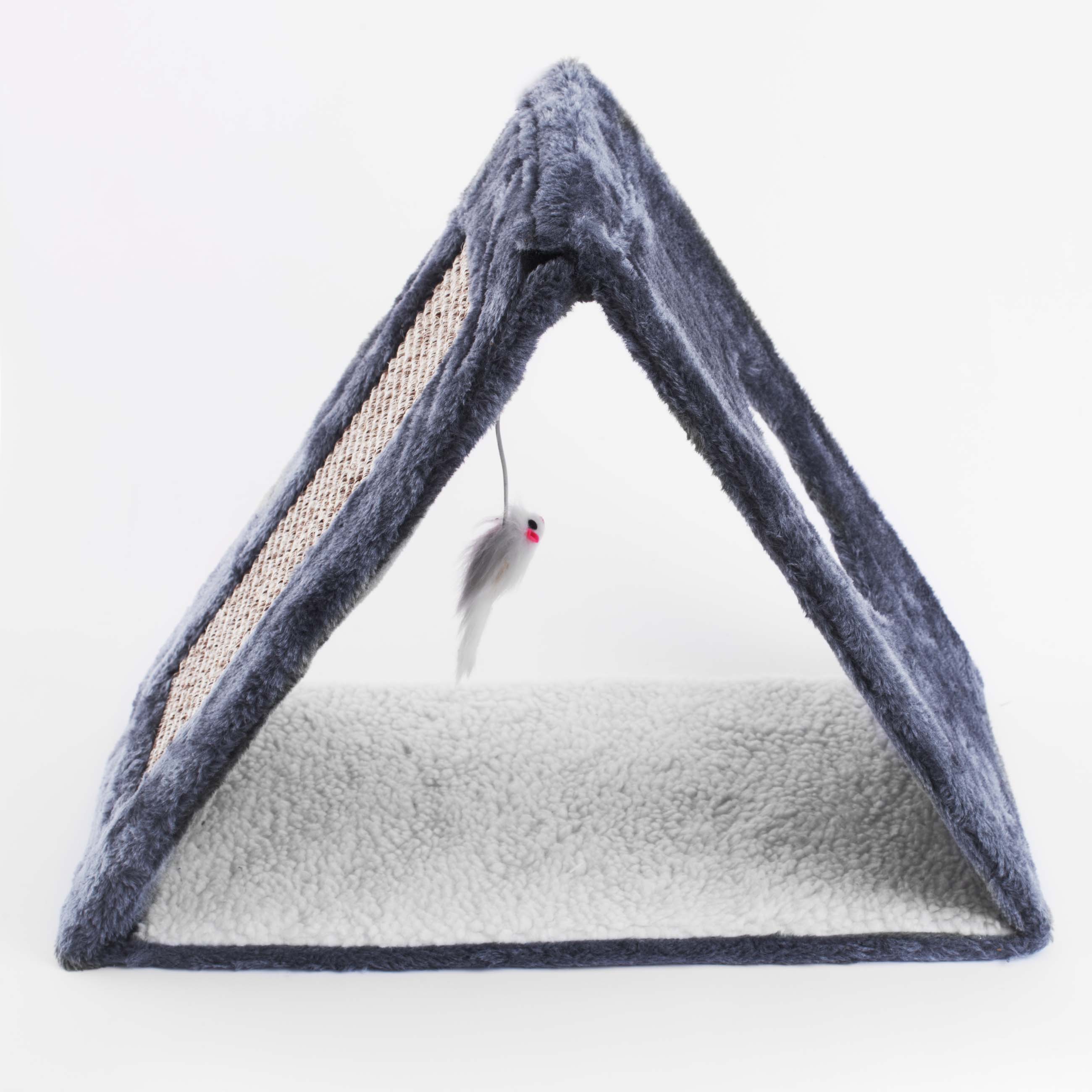 Cat house scratching post, 42x44 cm, with toy, folding, polyester, gray, Favorite pet изображение № 6