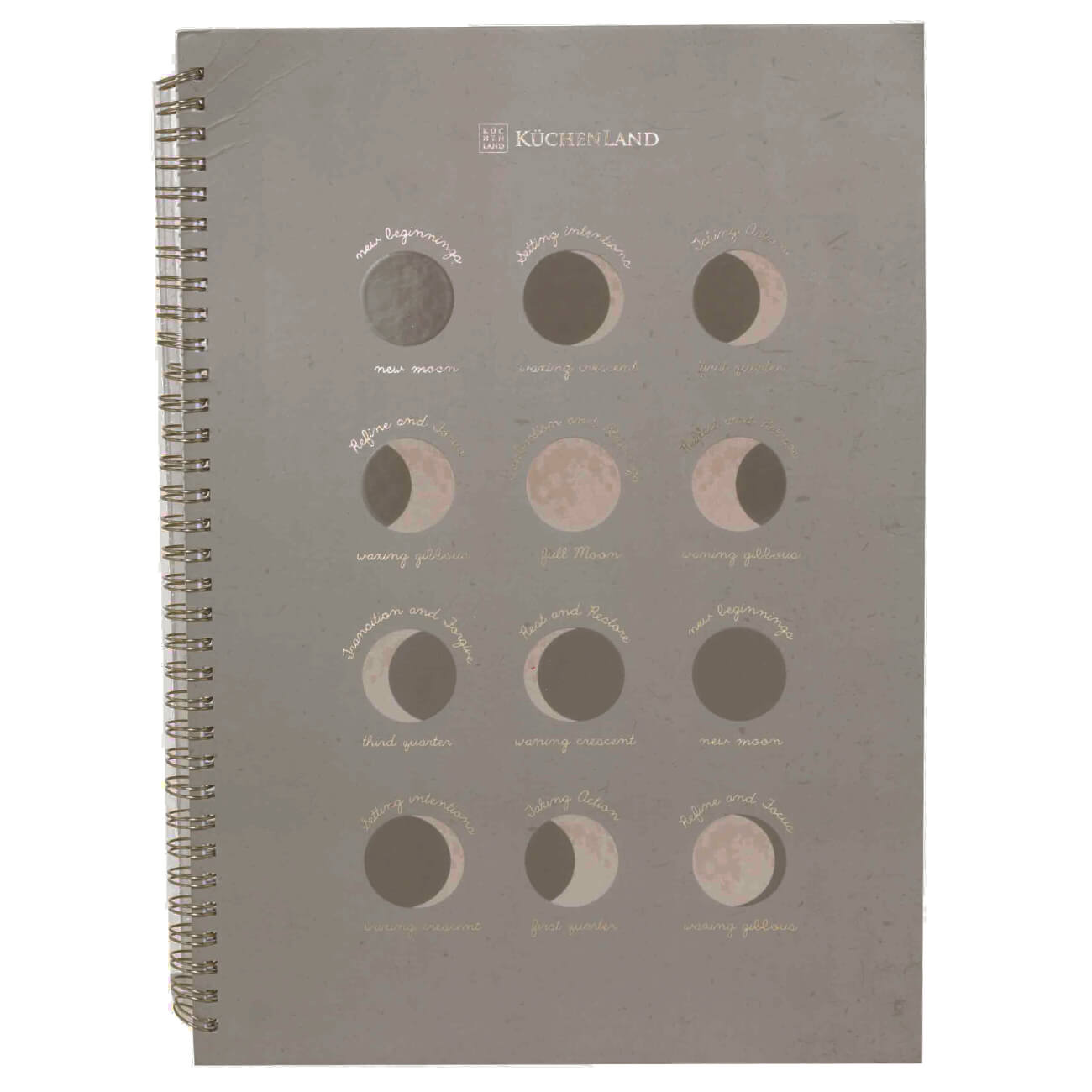 Notebook, 29x20 cm, 60 l, on rings, in line, paper/metal, beige, Moon, Eclipse изображение № 1