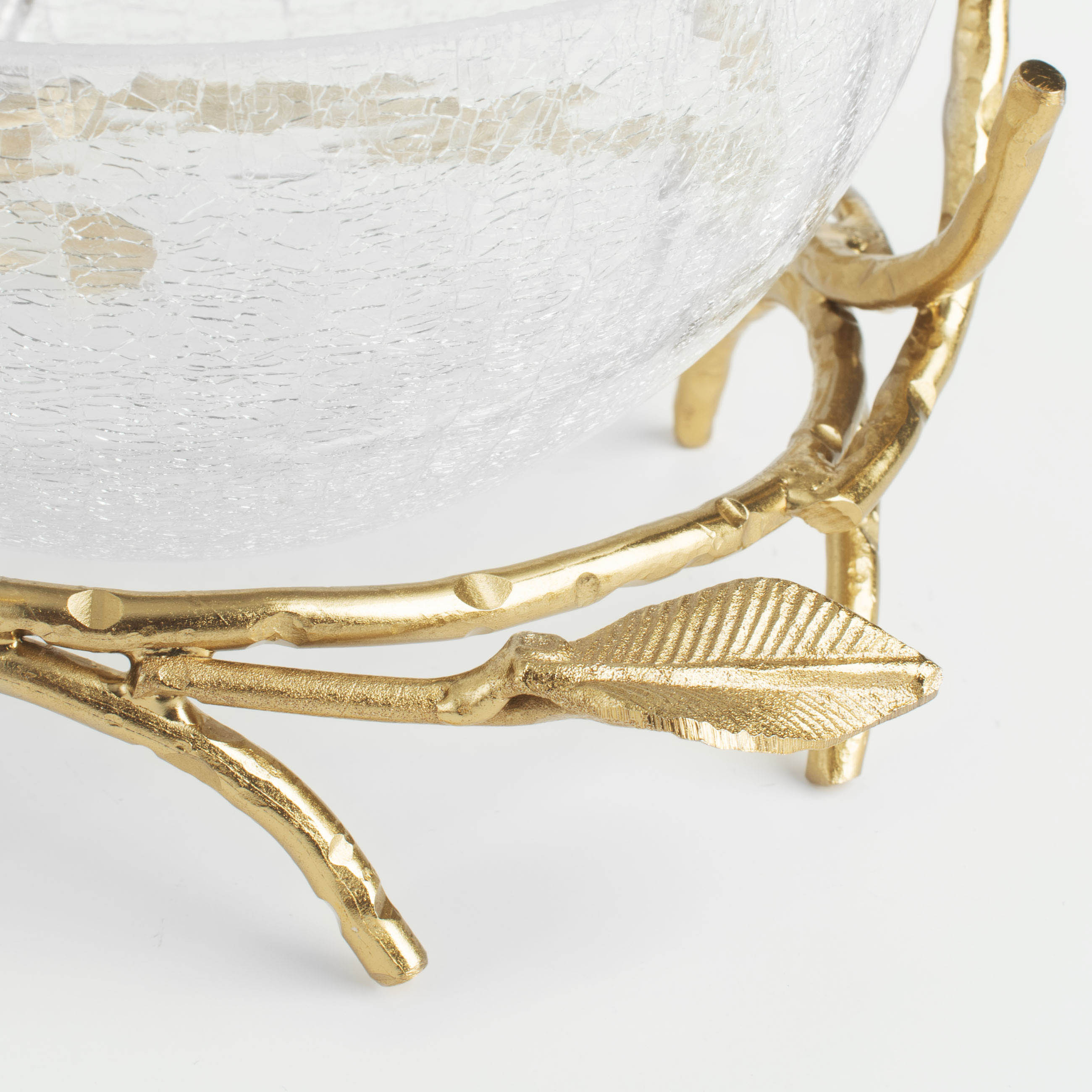 Deep dish, 21x9 cm, on a stand, glass / metal, golden, Birds, Fantastic gold изображение № 5