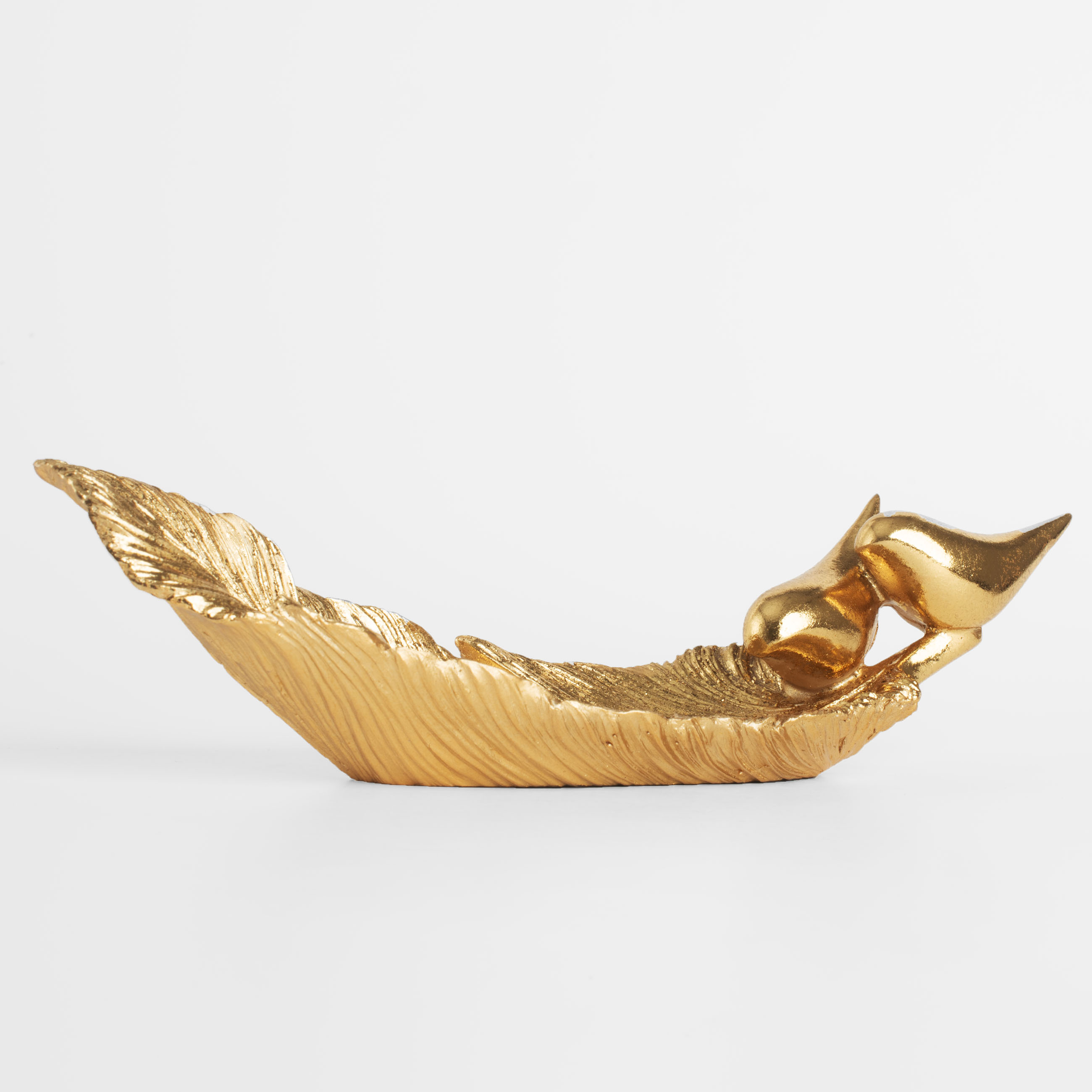 Decorative dish, 23x8 cm, polyresin, golden, Birds on a feather, Paradise garden изображение № 2