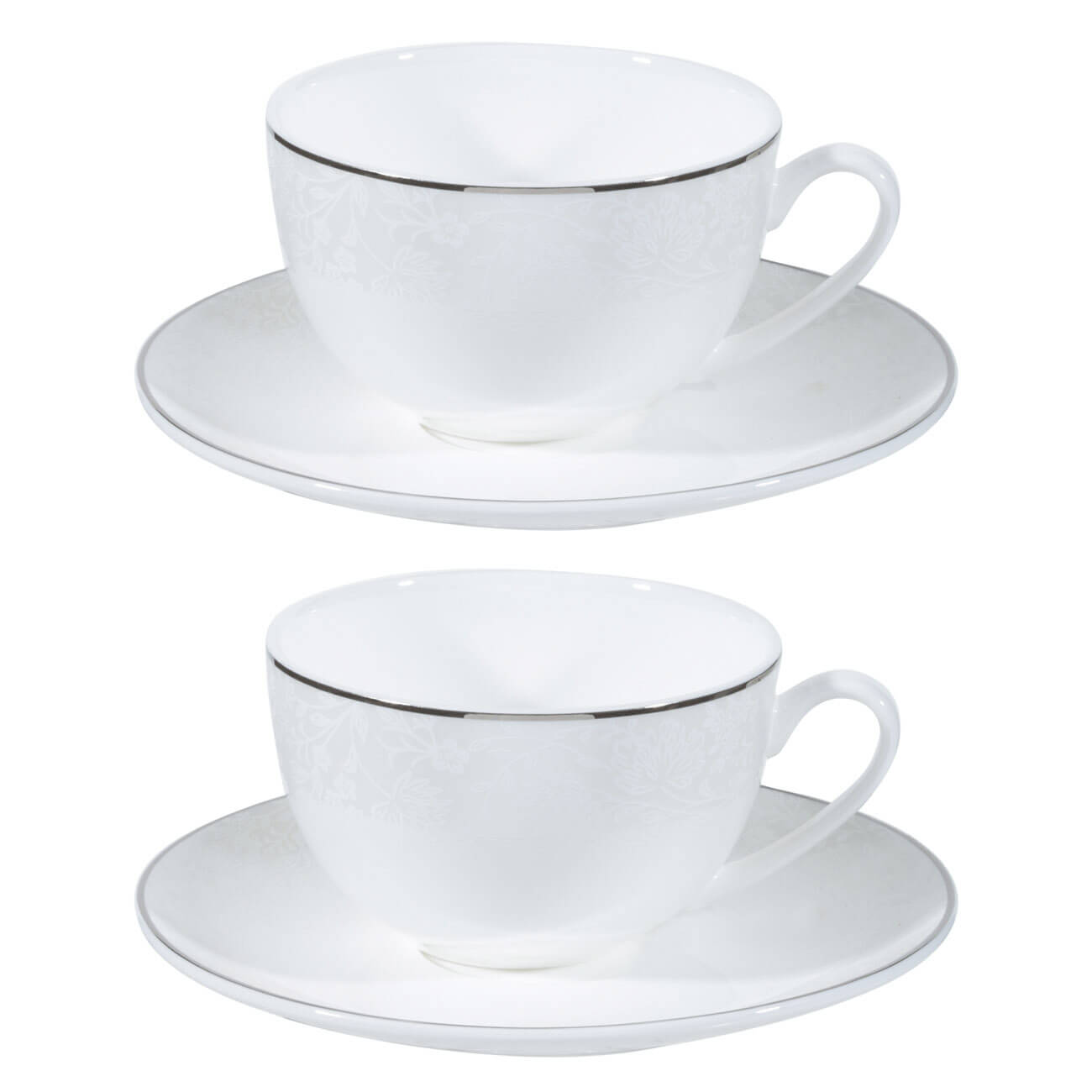 Tea pair, 2 pers, 4 pr, 250 ml, porcelain F, Pearl-platinum изображение № 1
