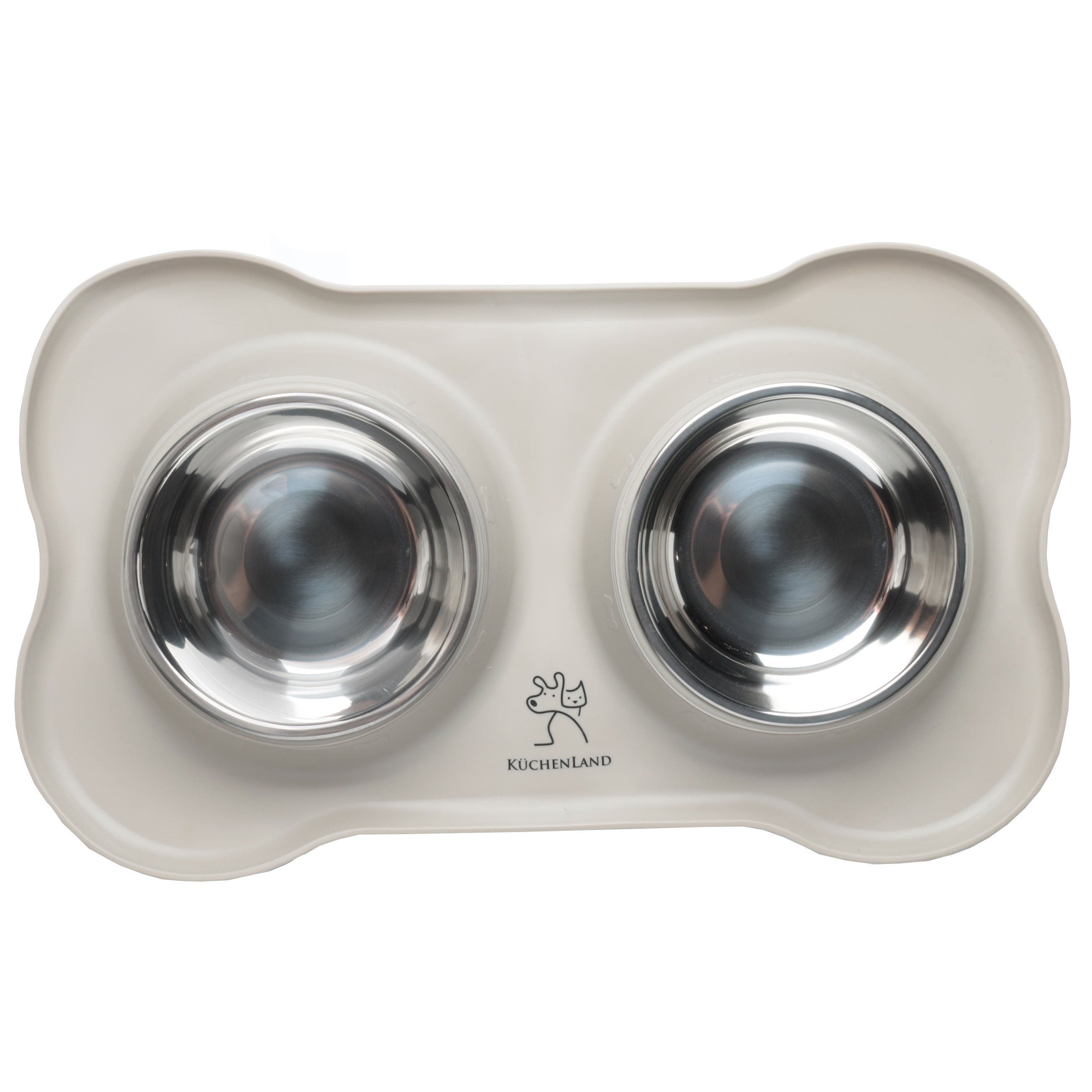 Pet bowl, 46x27 cm, 375 ml, double, on stand, steel / rubber, grey, Favorite pet изображение № 3