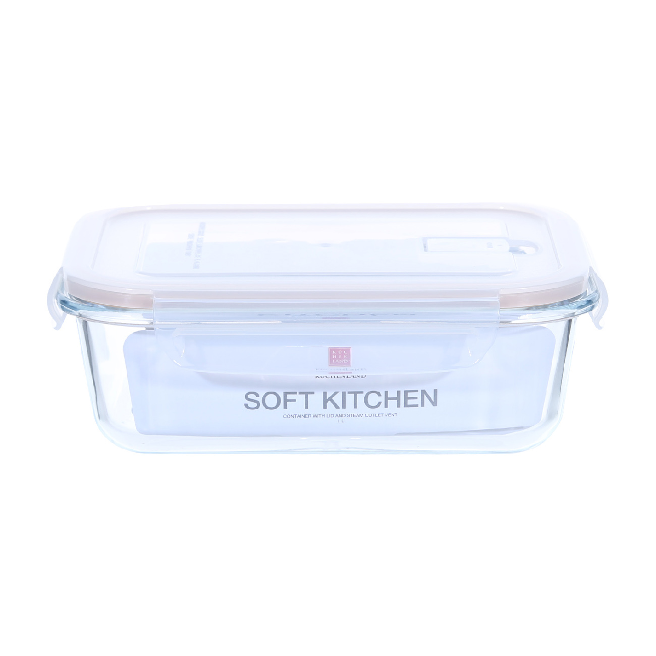 Container, 1 L, with clips, with valve, glass T / plastic, rectangular, Soft kitchen изображение № 2