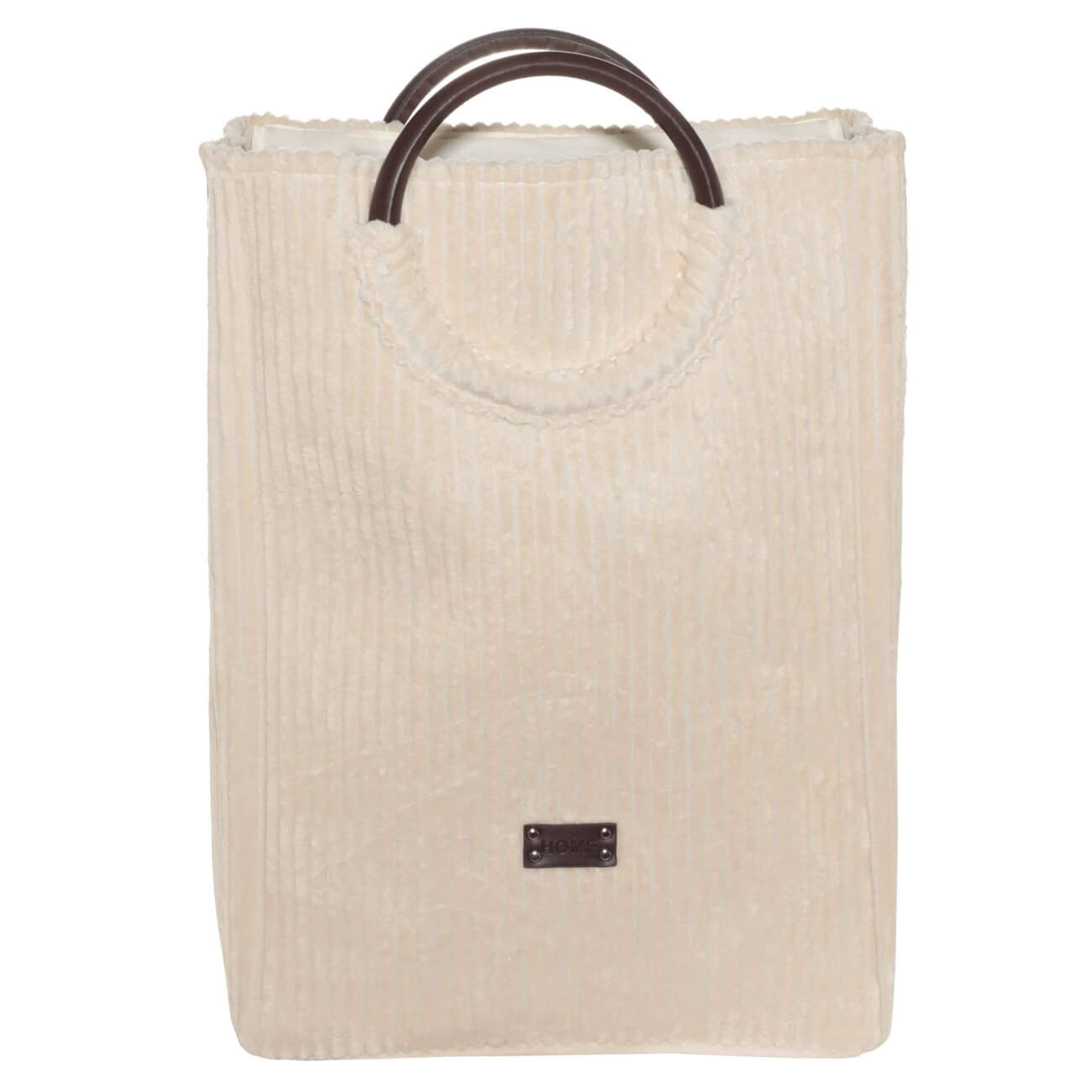 Laundry storage bag, 35x50 cm, with handles, corduroy/PU leather, beige, Moire изображение № 1