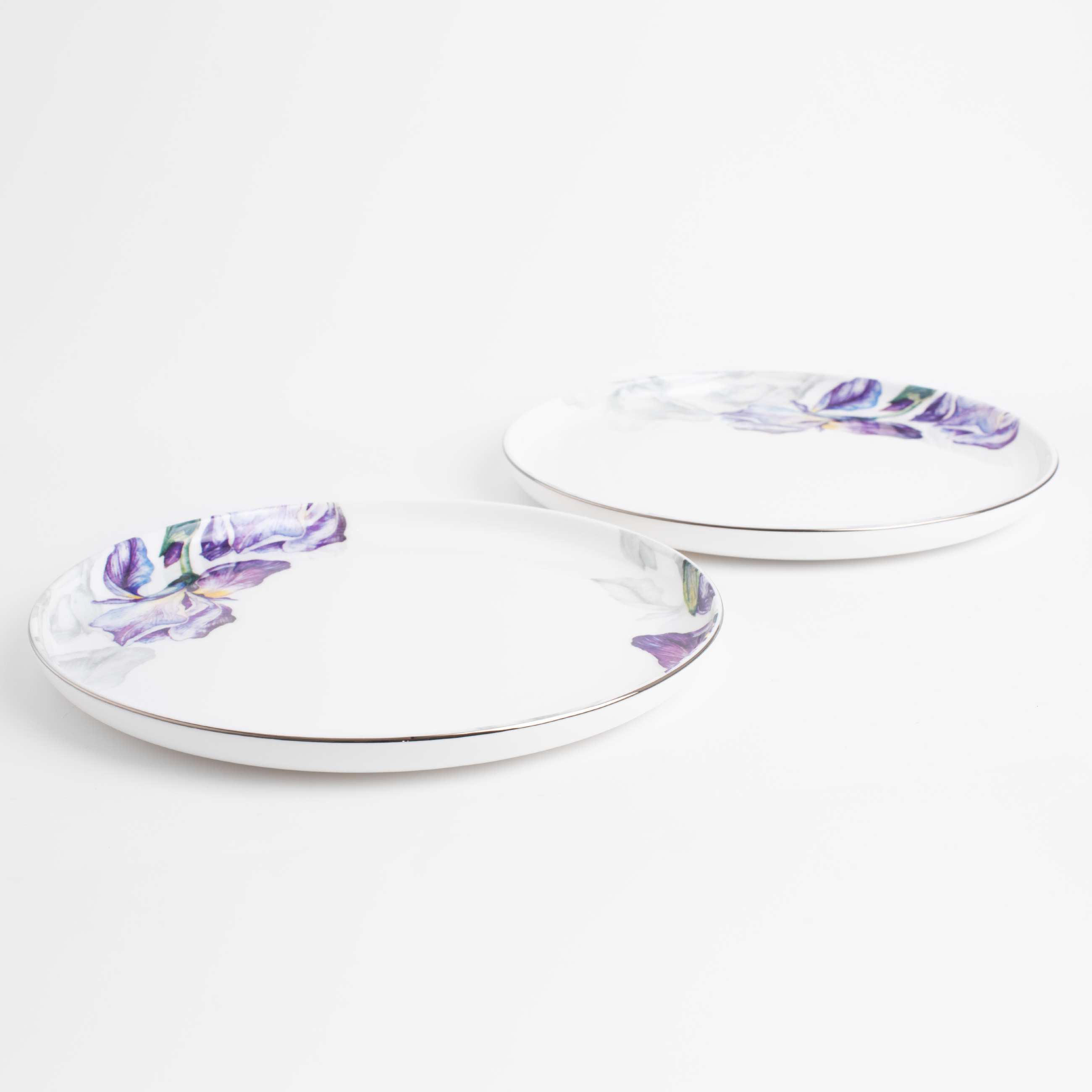 Snack plate, 24 cm, 2 pcs, porcelain F, with silver edging, Irises, Antarctica Flowers изображение № 5