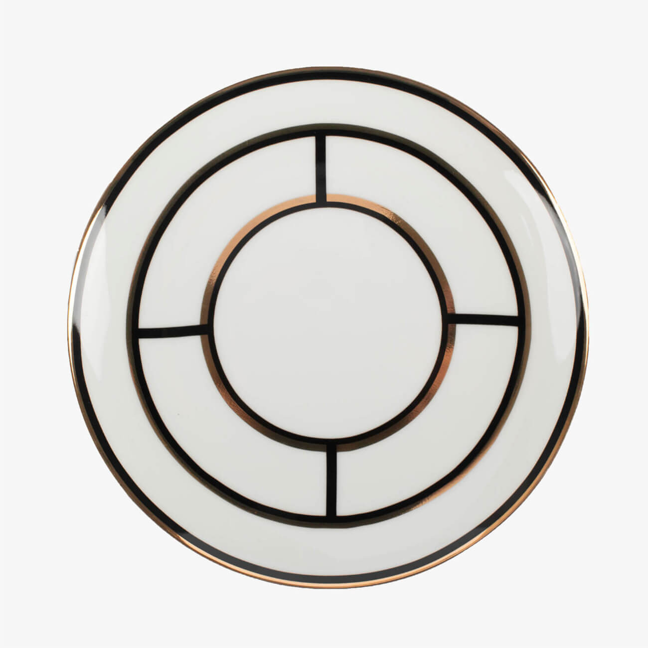 Dessert plate, 20 cm, porcelain F, white, with golden edging, Geometry, Rodos изображение № 1