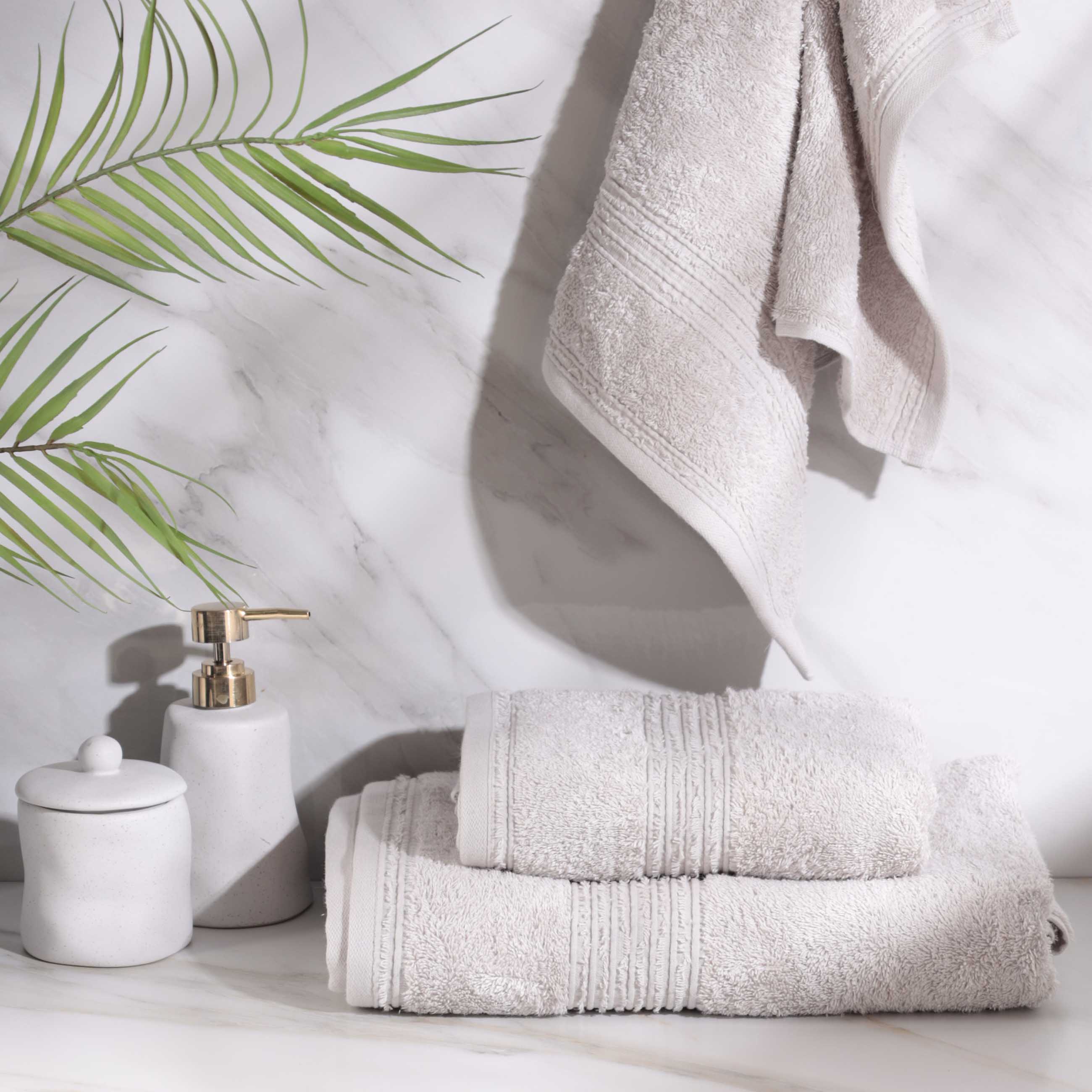 Towel set, 40x60 / 50x90 / 70x140 cm, 3 pcs, cotton, light grey, Natural cotton изображение № 2
