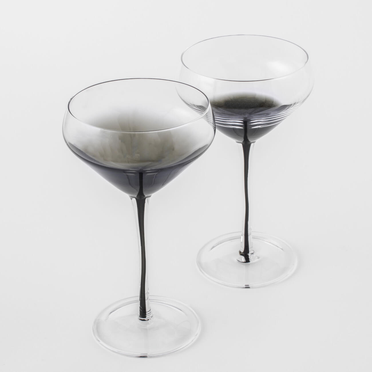 Champagne creamer glass, 280 ml, 2 pcs, glass, gray gradient, Black leg, Stone изображение № 2