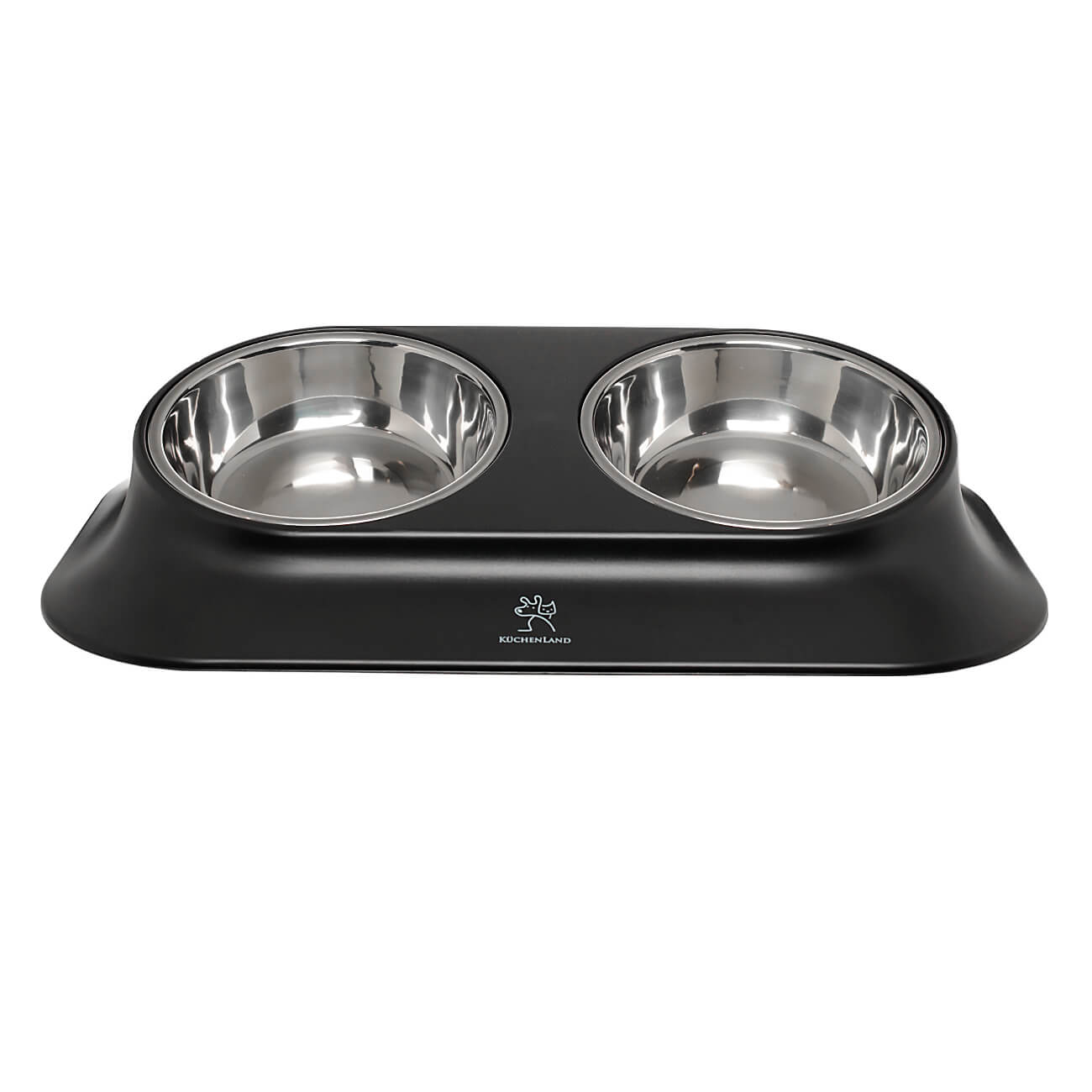 Pet bowl, 24x38 cm, 360 ml, double, on stand, steel / plastic, black, Favorite pet изображение № 1