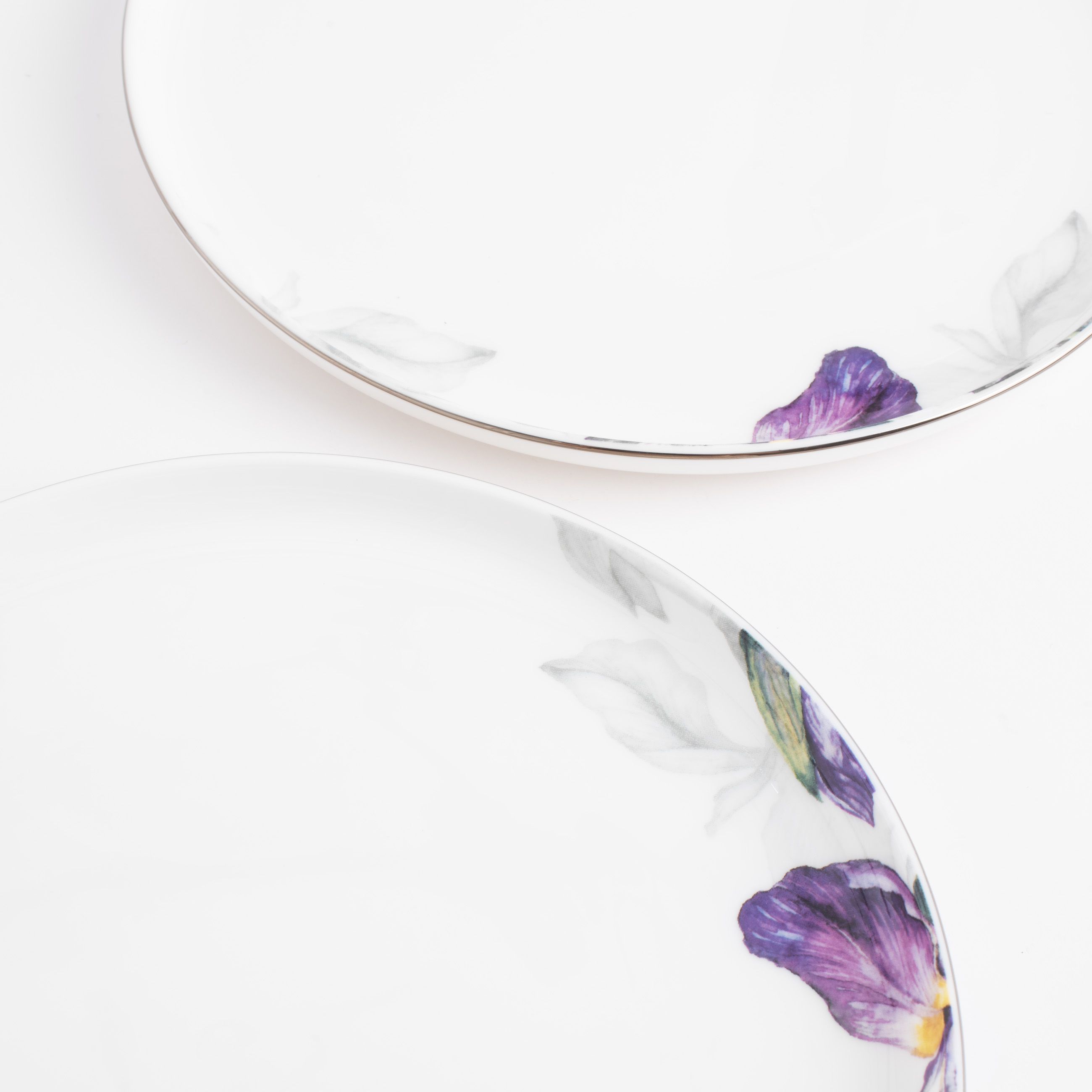 Snack plate, 24 cm, 2 pcs, porcelain F, with silver edging, Irises, Antarctica Flowers изображение № 4
