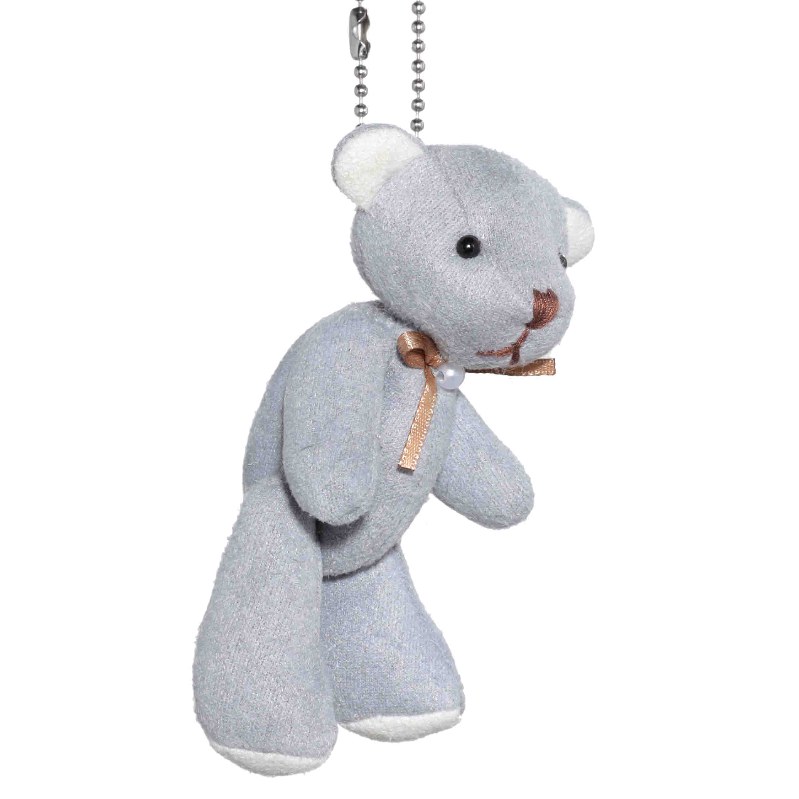 Keychain, 10 cm, soft, Polyester / metal, gray, Bear with bow, Bear изображение № 2