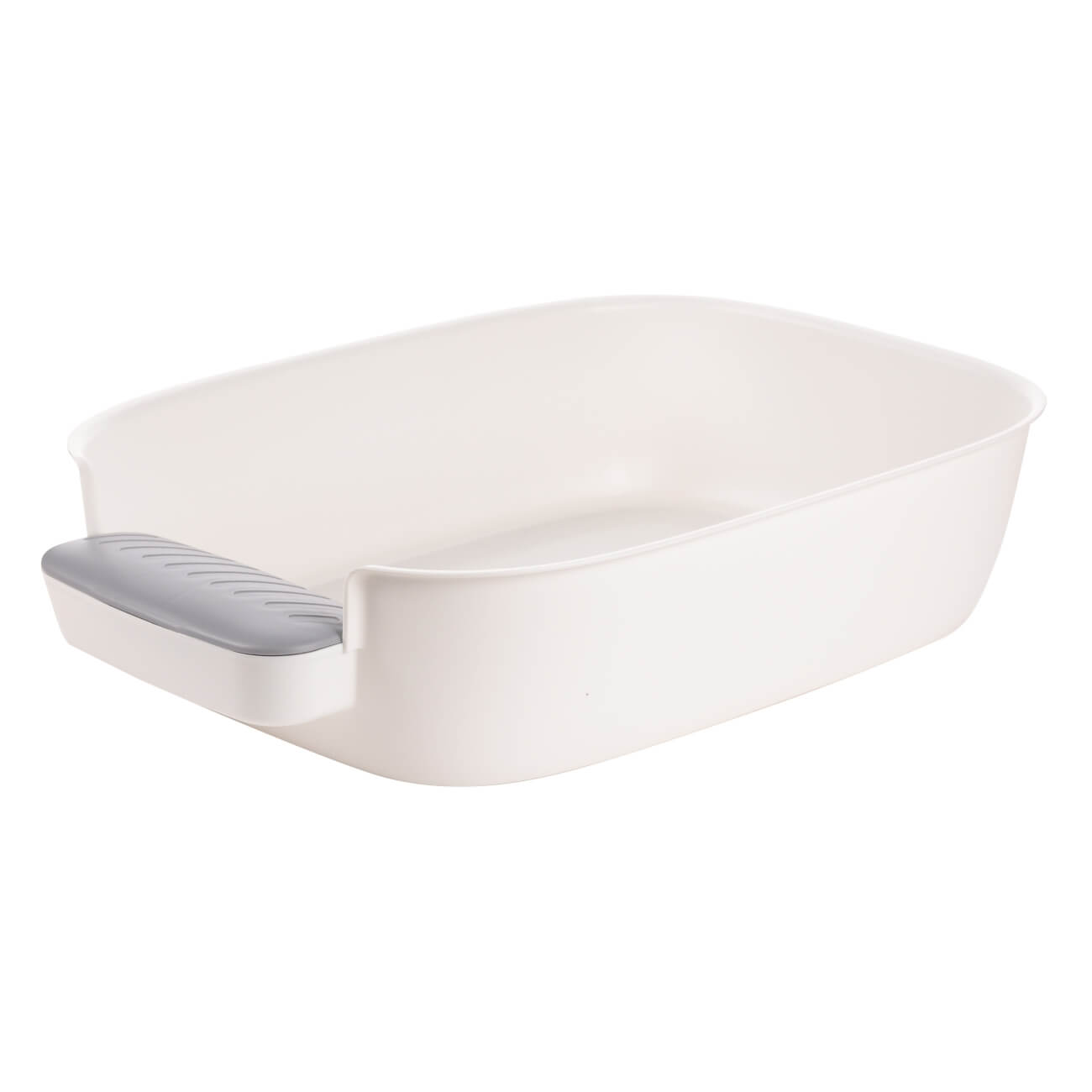 Toilet tray for cats, 52x36 cm, with bag compartment, plastic, white-gray, Pet изображение № 1